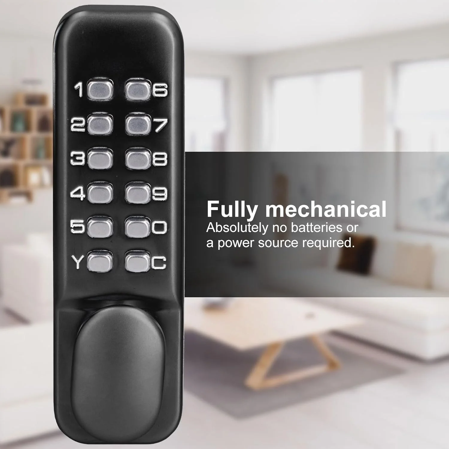 قفل ترکیبی مکانیکی، قفل درب دیجیتال مشکی، قفل مرده بند مکانیکی بدون کلید، کدهای ضد سرقت برای درب شیشه ای دو طرفه، قفل درب ورودی امنیتی با زبانه نگهدارنده