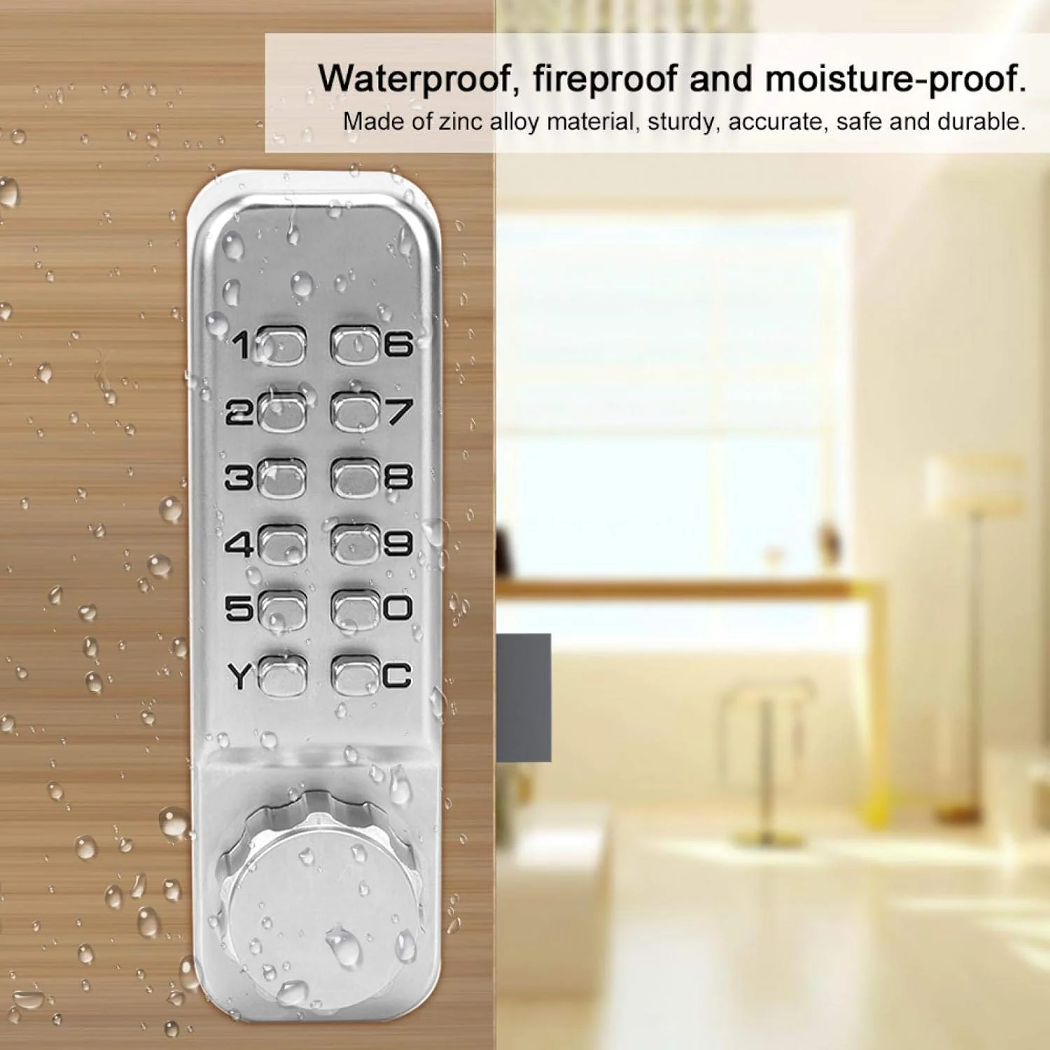 قفل درب مکانیکی بدون کلید، قفل کد مکانیکی، مجموعه قفل درب دیجیتال مکانیکی آلیاژ روی ضد آب بدون نیاز به باتری مناسب برای خانه/هتل/دفتر/استودیو/انبار قفل درب مکانیکی بدون کلید، قفل کد مکانیکی، مجموعه قفل درب دیجیتال مکانیکی آلیاژ روی ضد آب بدون نیاز به باتری مناسب برای خانه/هتل/دفتر/استودیو/انبار