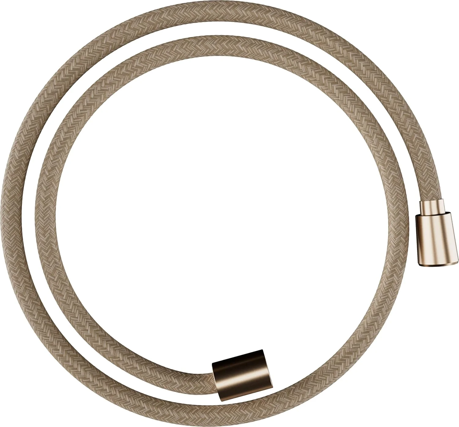 شلنگ دوش پارچه ای یونیورسال هانسگروهه Designflex طول 1.25 متر با محافظت در برابر پیچ خوردگی، شلنگ دوش انعطاف پذیر با محافظت در برابر گره خوردگی به همراه حلقه های آب بندی، رنگ برنز برس خورده