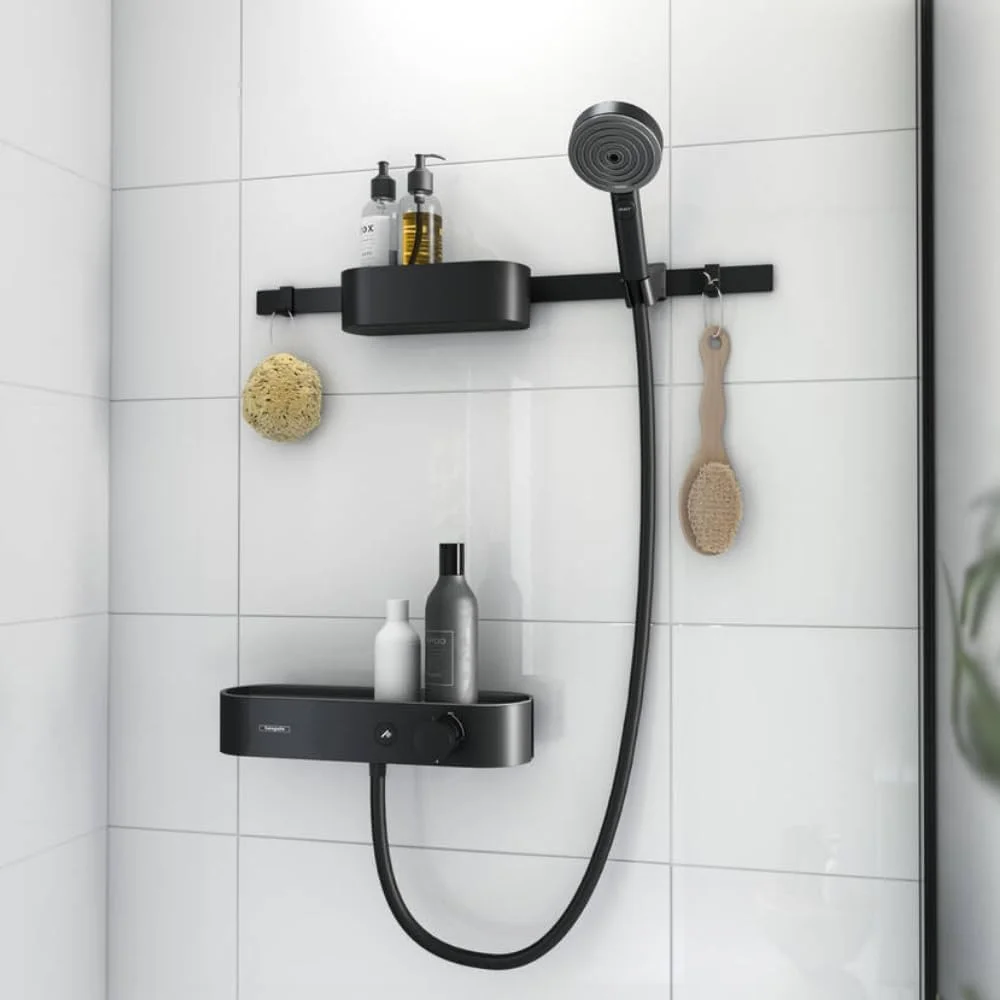 مجموعه دوش دستی هانسگروهه WallStoris 105 با 3 حالت اسپری فعالسازی صرفهجویی در آب، ترموستات، میله دیواری 70 سانتیمتری و ست ذخیرهسازی، مشکی مات، 24250670 مجموعه دوش دستی هانسگروهه WallStoris 105 با 3 حالت اسپری فعالسازی صرفهجویی در آب، ترموستات، میله دیواری 70 سانتیمتری و ست ذخیرهسازی، مشکی مات، 24250670