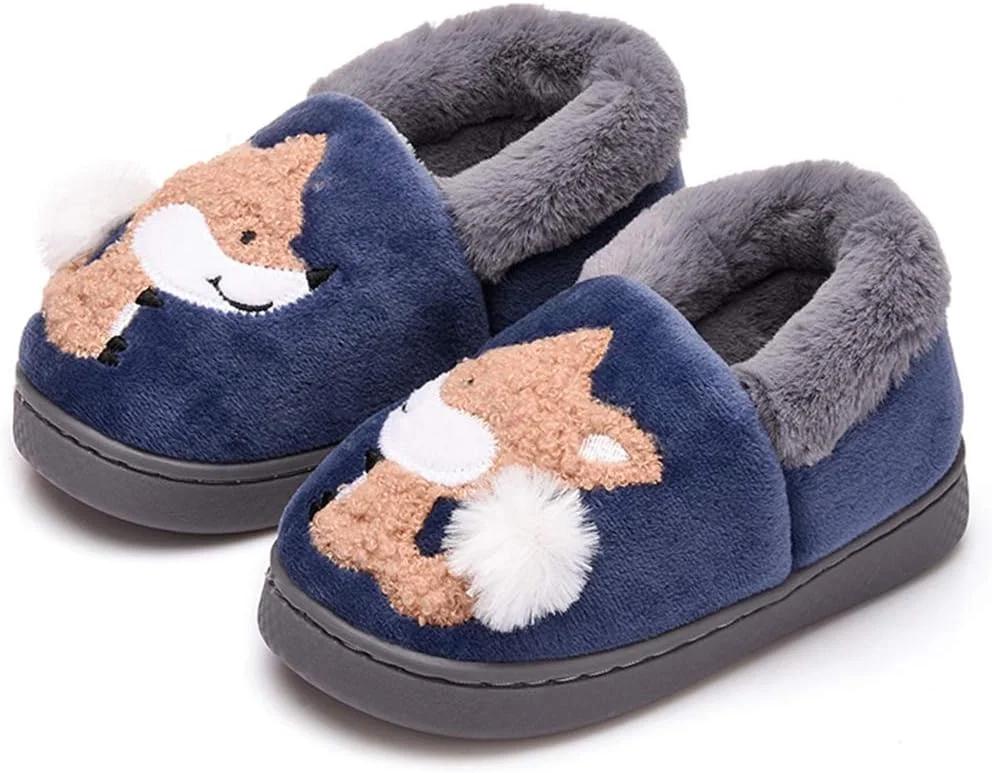 Ainikas Toddler Boys Girls Slippers Fluffy Little Kids House Slippers Warm Fur Cute Animal Home Slipper