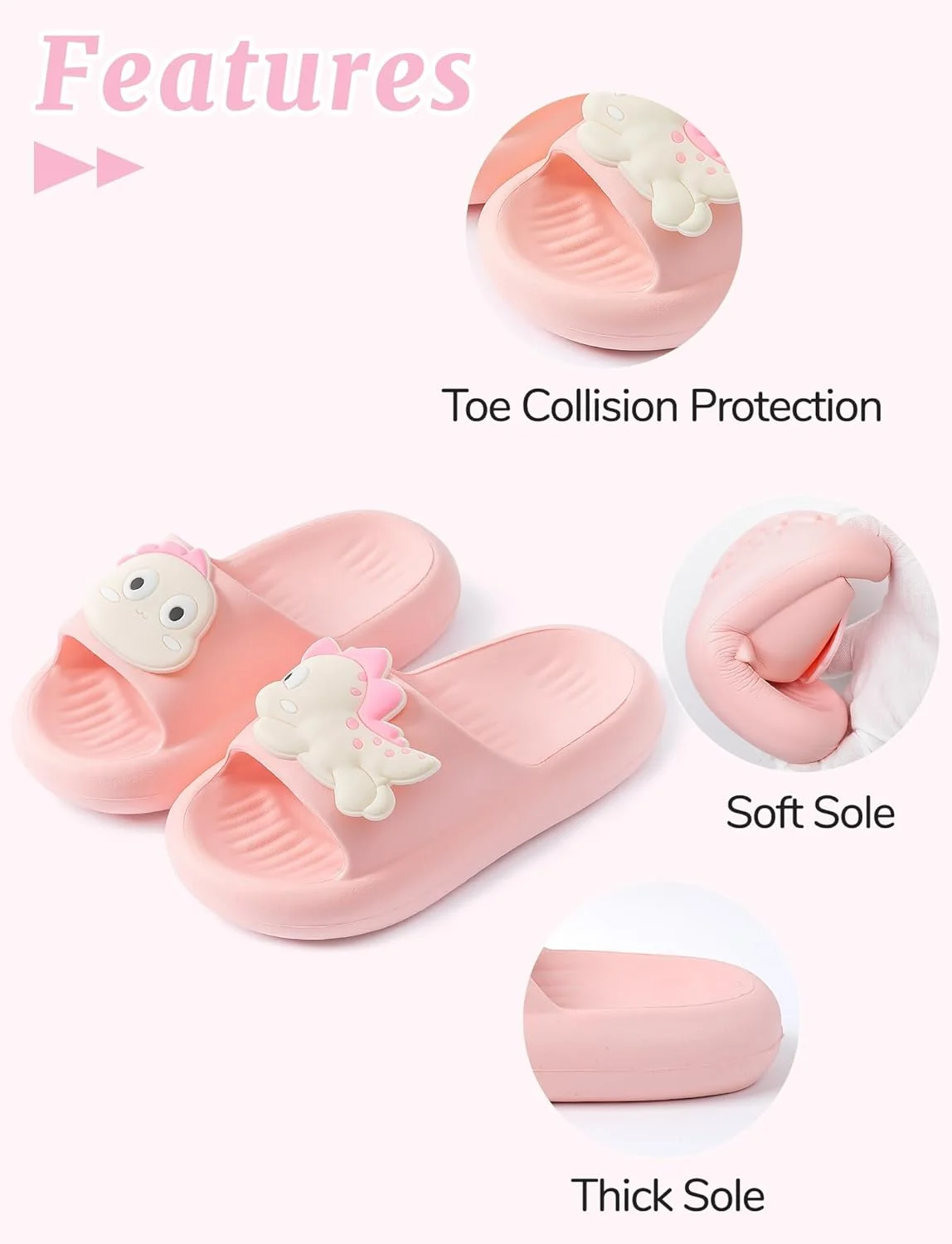 صندل اسلاید EVA کودکان SEAUR، مناسب دختران و پسران، طرح دایناسور، جلو باز، راحت، نرم، مناسب ساحل، استخر، حمام، باغ و استفاده در منزل، سایز 22-35 اروپا