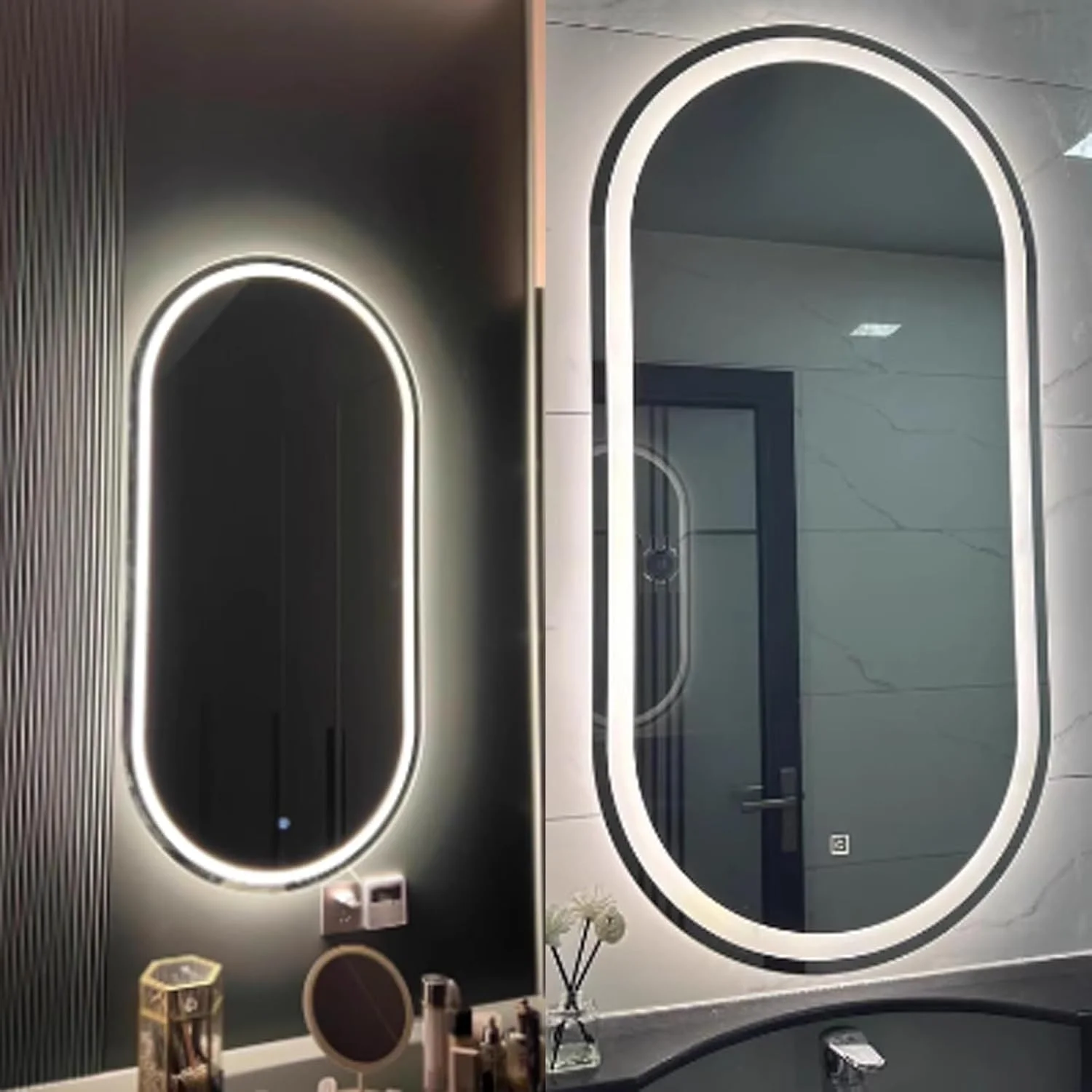 آینه حمام ال ای دی، آینه بیضی ال ای دی برای حمام، آینه روشویی دیواری با قابلیت تنظیم دمای رنگ در 3 حالت، آینه هوشمند ضد بخار بیضی شکل دیواری با چراغ، مناسب برای حمام، اتاق خواب (سفید) آینه حمام ال ای دی، آینه بیضی ال ای دی برای حمام، آینه روشویی دیواری با قابلیت تنظیم دمای رنگ در 3 حالت، آینه هوشمند ضد بخار بیضی شکل دیواری با چراغ، مناسب برای حمام، اتاق خواب (سفید)