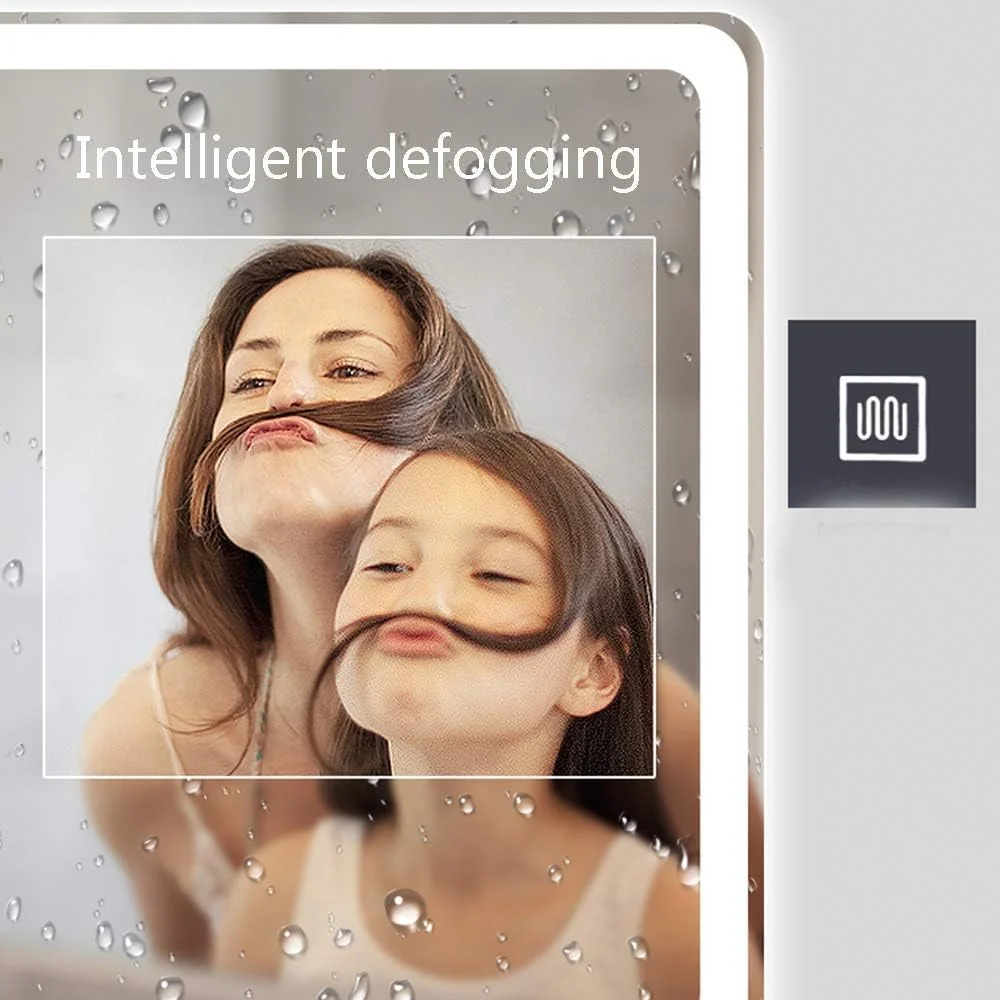 Wall Mounted Mirror for Bathroom, Mirror Smart bathroom light wall-mounted anti-fog with lamp 5mm thickness, 30mm aluminum back thickness Wall Mounted Mirror for Bathroom, Mirror Smart bathroom light wall-mounted anti-fog with lamp 5mm thickness, 30mm aluminum back thickness