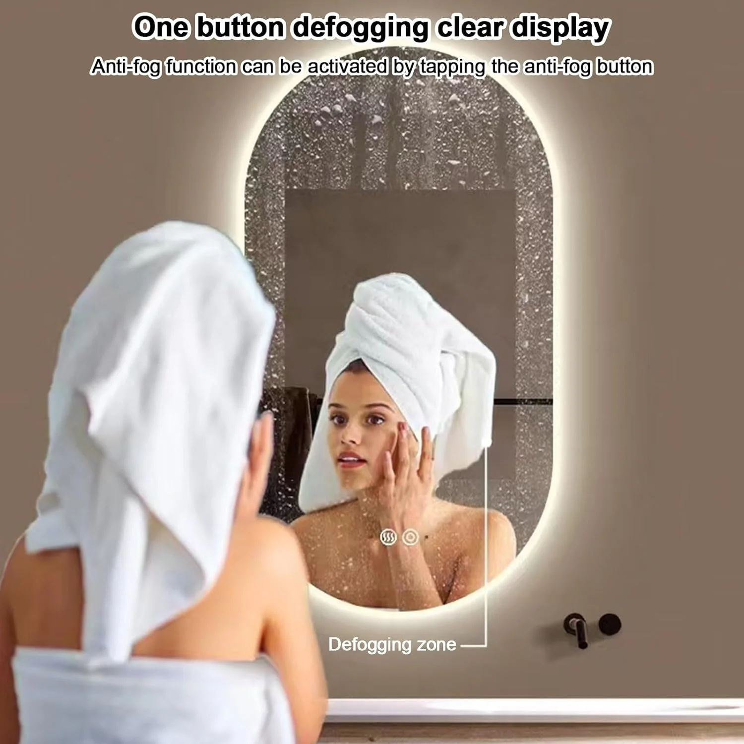 آینه حمام ال ای دی، آینه بیضی ال ای دی برای حمام، آینه روشویی دیواری با قابلیت تنظیم دمای رنگ در 3 حالت، آینه هوشمند ضد بخار بیضی شکل دیواری با چراغ، مناسب برای حمام، اتاق خواب (سفید) آینه حمام ال ای دی، آینه بیضی ال ای دی برای حمام، آینه روشویی دیواری با قابلیت تنظیم دمای رنگ در 3 حالت، آینه هوشمند ضد بخار بیضی شکل دیواری با چراغ، مناسب برای حمام، اتاق خواب (سفید)