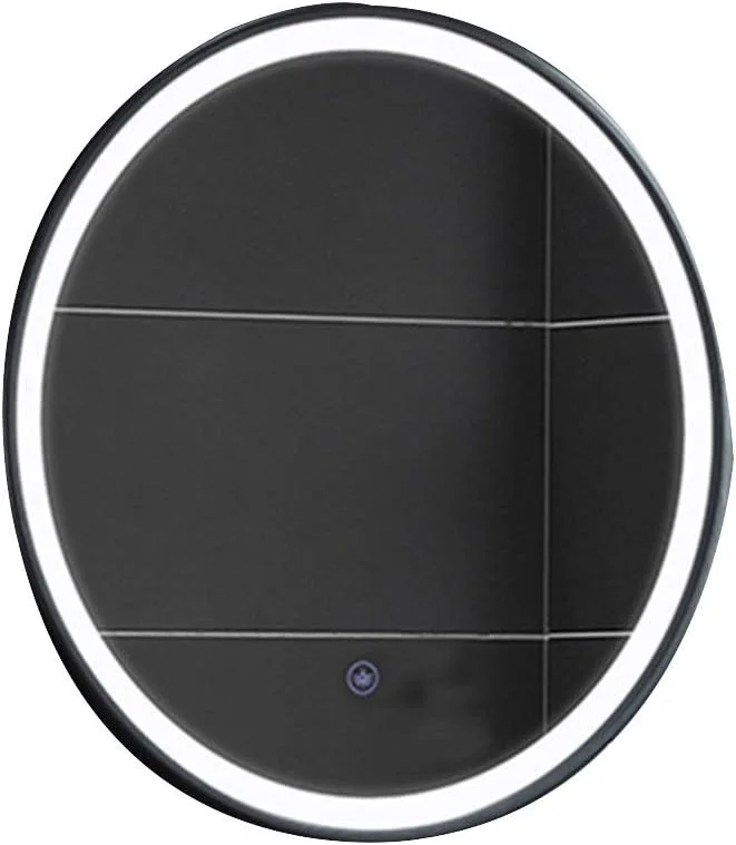 آینه حمام LED قاب مشکی، آینه گرد دیواری فرفورژه برای روشویی با کلید لمسی/ضد بخار، نور سفید، نور سفید-70 سانتی متر آینه حمام LED قاب مشکی، آینه گرد دیواری فرفورژه برای روشویی با کلید لمسی/ضد بخار، نور سفید، نور سفید-70 سانتی متر