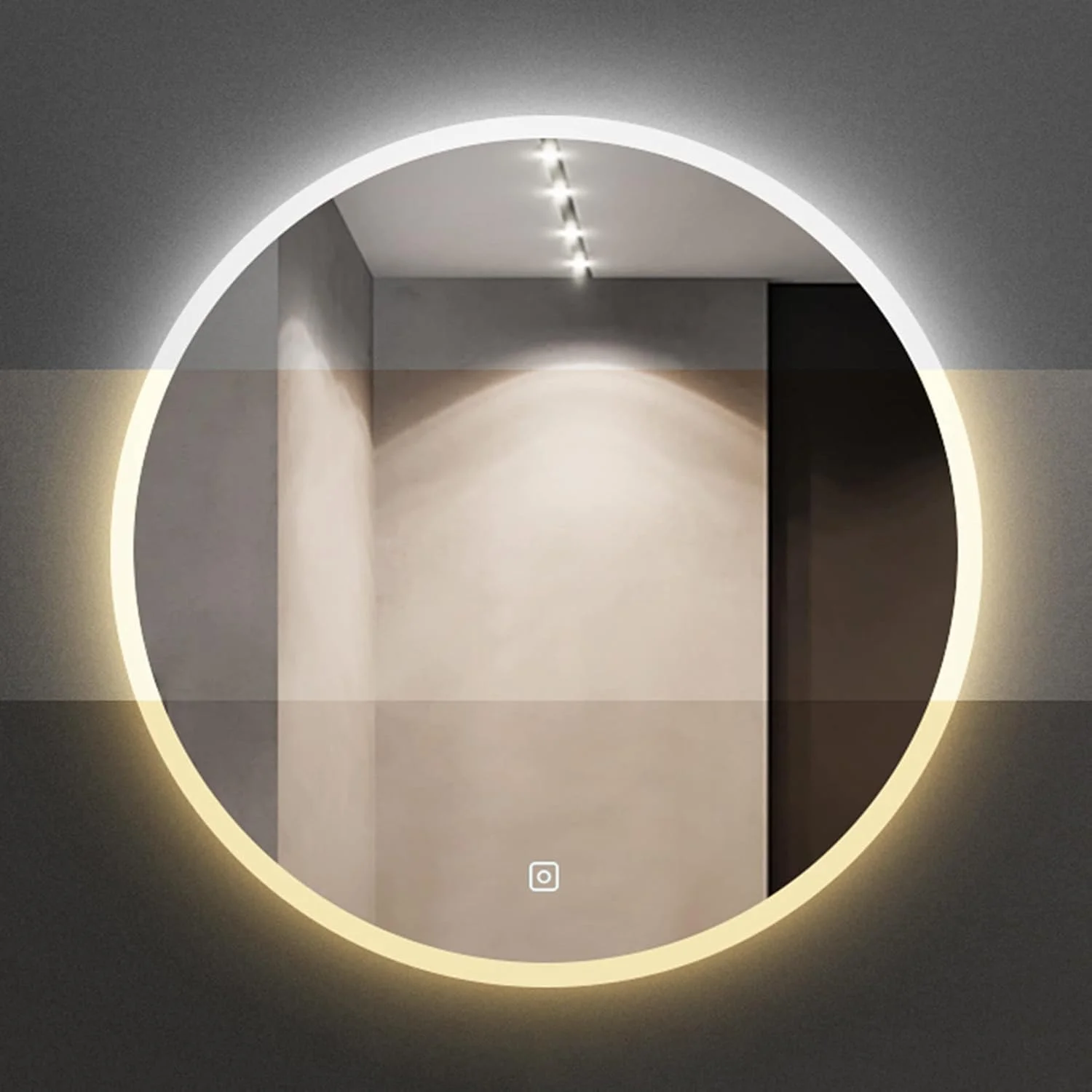 آینه حمام LED با کلید لمسی، آینه دیواری، نورهای قابل تنظیم زرد/سفید گرم/طبیعی ضد بخار آینه گرد برای حمام، روشنایی قابل تنظیم آینه حمام LED با کلید لمسی، آینه دیواری، نورهای قابل تنظیم زرد/سفید گرم/طبیعی ضد بخار آینه گرد برای حمام، روشنایی قابل تنظیم