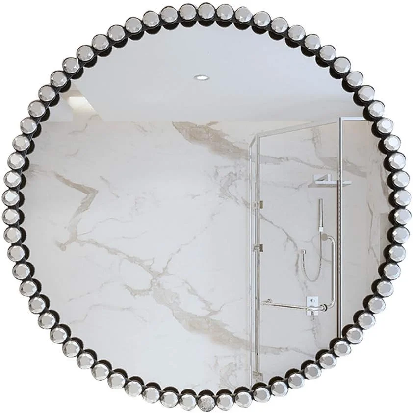 آینه دیواری گرد فلزی مناسب حمام، آینه تزئینی بزرگ برای میز آرایش با کریستال اکریلیک، آینه اصلاح/آرایش مشکی شیک برای حمام، اتاق نشیمن، اتاق پرو آینه دیواری گرد فلزی مناسب حمام، آینه تزئینی بزرگ برای میز آرایش با کریستال اکریلیک، آینه اصلاح/آرایش مشکی شیک برای حمام، اتاق نشیمن، اتاق پرو
