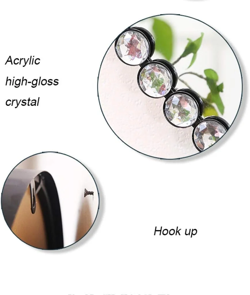 آینه دیواری گرد فلزی مناسب حمام، آینه تزئینی بزرگ برای میز آرایش با کریستال اکریلیک، آینه اصلاح/آرایش مشکی شیک برای حمام، اتاق نشیمن، اتاق پرو آینه دیواری گرد فلزی مناسب حمام، آینه تزئینی بزرگ برای میز آرایش با کریستال اکریلیک، آینه اصلاح/آرایش مشکی شیک برای حمام، اتاق نشیمن، اتاق پرو