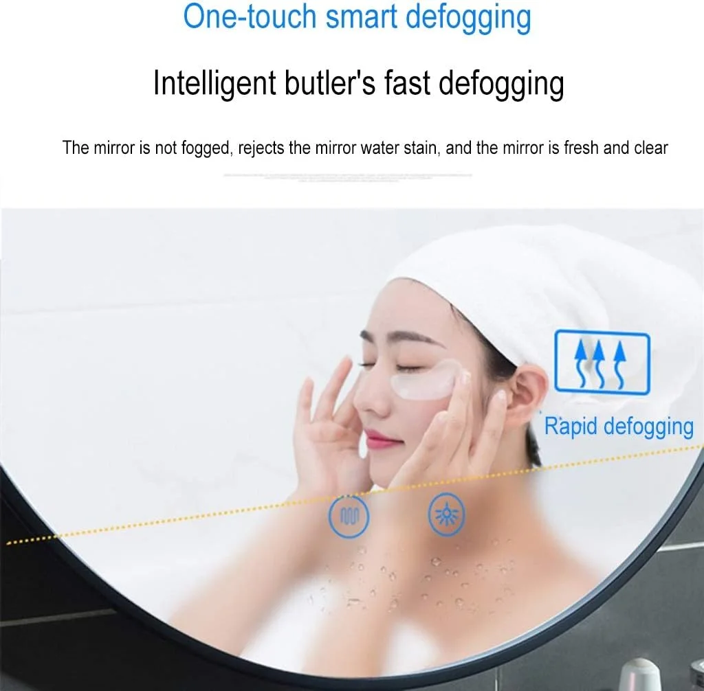 آینه حمام LED قاب مشکی، آینه گرد دیواری فرفورژه برای روشویی با کلید لمسی/ضد بخار، نور سفید، نور سفید-70 سانتی متر آینه حمام LED قاب مشکی، آینه گرد دیواری فرفورژه برای روشویی با کلید لمسی/ضد بخار، نور سفید، نور سفید-70 سانتی متر