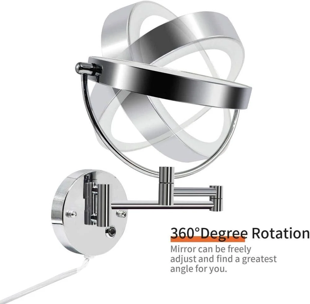 آینه آرایشی دیواری حمام، آینه آرایشی دو طرفه با نور چرخان 360 درجه، آینه زیبایی تاشو با شکل گرد و قابلیت افزایش طول، مسی عتیقه (مسی عتیقه) آینه آرایشی دیواری حمام، آینه آرایشی دو طرفه با نور چرخان 360 درجه، آینه زیبایی تاشو با شکل گرد و قابلیت افزایش طول، مسی عتیقه (مسی عتیقه)