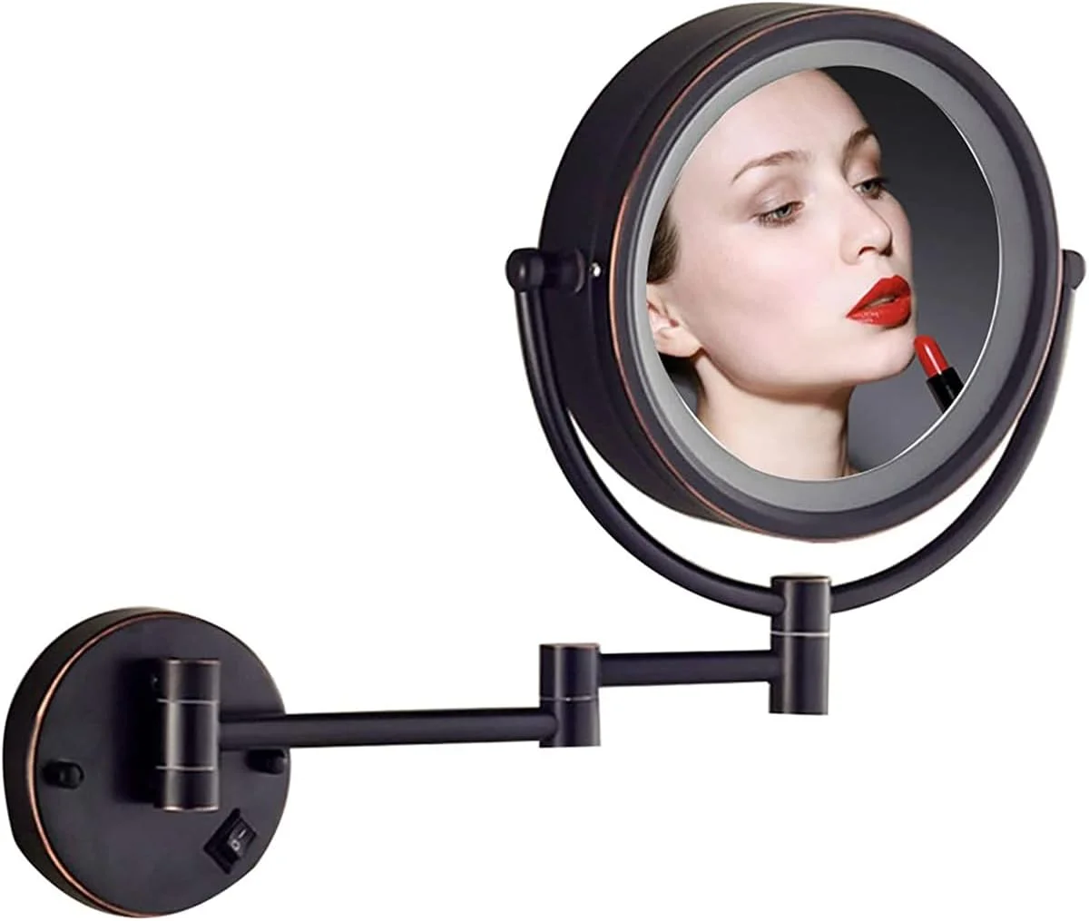 آینه آرایشی CAFDTGERC با چراغ، آینه دیواری با قابلیت چرخش 360 درجه، بزرگنمایی با نور، مناسب برای اصلاح صورت در حمام، هتل، نیکل برس خورده آینه آرایشی CAFDTGERC با چراغ، آینه دیواری با قابلیت چرخش 360 درجه، بزرگنمایی با نور، مناسب برای اصلاح صورت در حمام، هتل، نیکل برس خورده