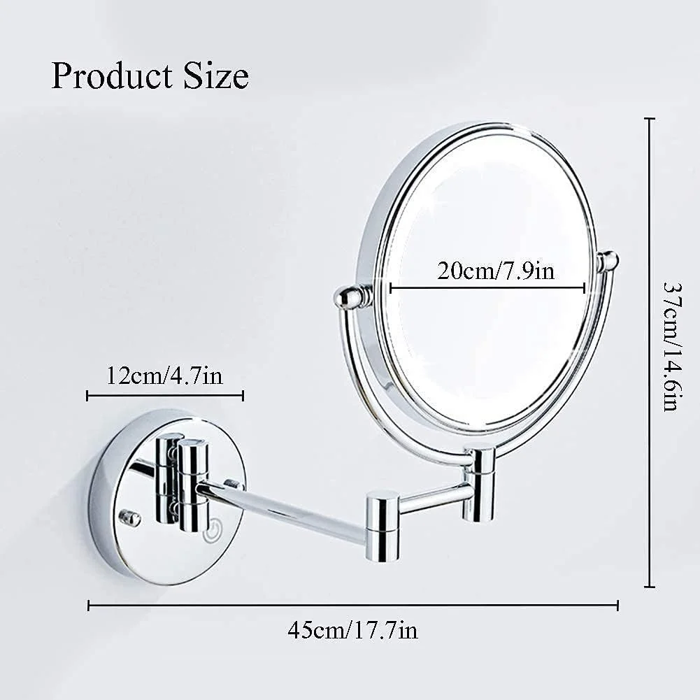 آینه آرایشی دیواری CAFDTGERC با بزرگنمایی 10 برابر، آینه گرد آرایشی 8 اینچی، آینه دو طرفه چرخان 360 درجه مناسب حمام، USB آینه آرایشی دیواری CAFDTGERC با بزرگنمایی 10 برابر، آینه گرد آرایشی 8 اینچی، آینه دو طرفه چرخان 360 درجه مناسب حمام، USB