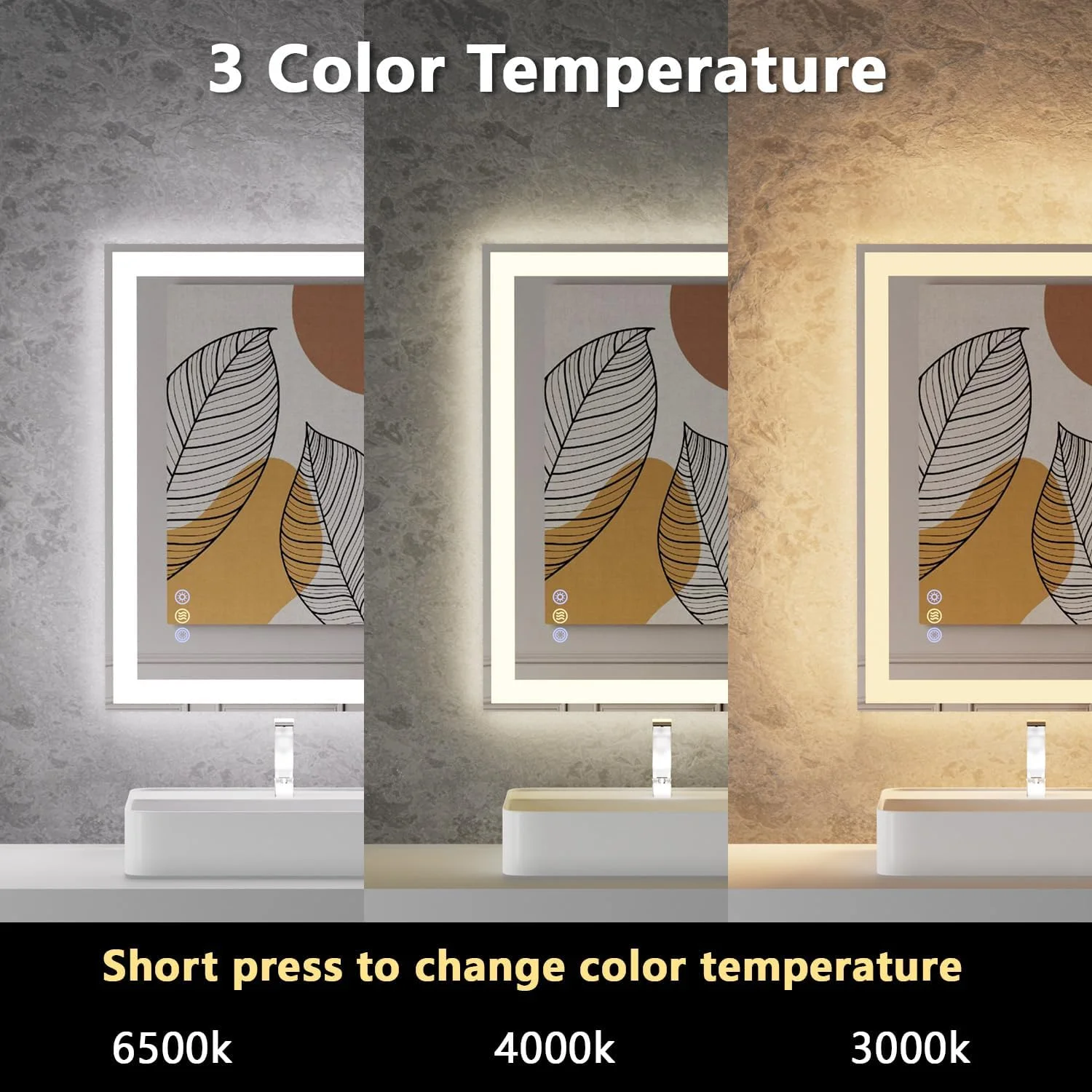 آینه ال ای دی Callsky با ابعاد 60x80 سانتی متر برای حمام، آینه روشویی دیواری ال ای دی با نور پس زمینه و جلو، کنترل جداگانه، نوردهی پیوسته، ضد بخار، شیشه حرارت دیده، دارای حافظه (UL ETL) آینه ال ای دی Callsky با ابعاد 60x80 سانتی متر برای حمام، آینه روشویی دیواری ال ای دی با نور پس زمینه و جلو، کنترل جداگانه، نوردهی پیوسته، ضد بخار، شیشه حرارت دیده، دارای حافظه (UL ETL)