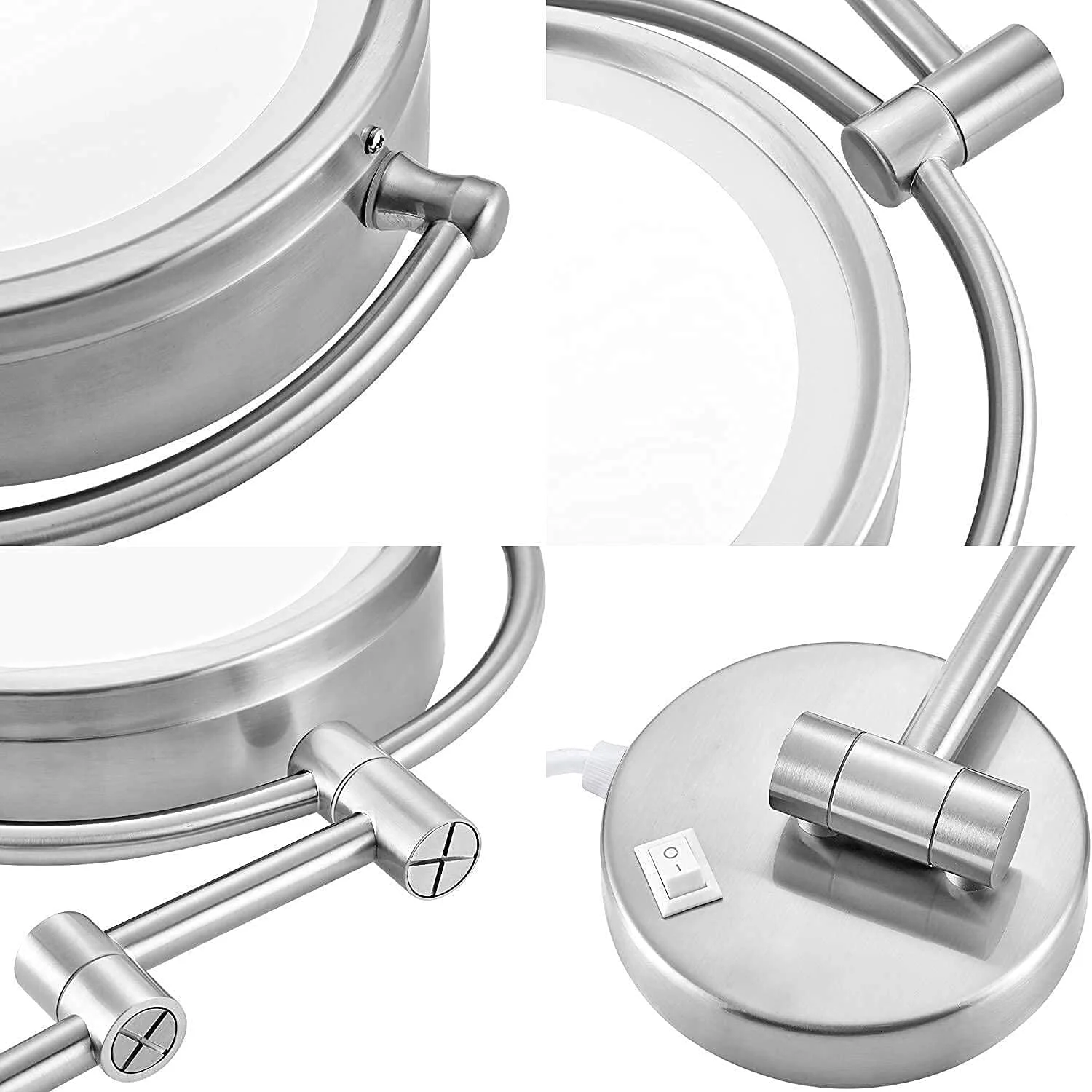 آینه آرایشی دیواری CAFDTGERC با بزرگنمایی 5 برابر، آینه گرد آرایشی، آینه حمام، آینه چراغ دار با چرخش 360 درجه آینه آرایشی دیواری CAFDTGERC با بزرگنمایی 5 برابر، آینه گرد آرایشی، آینه حمام، آینه چراغ دار با چرخش 360 درجه