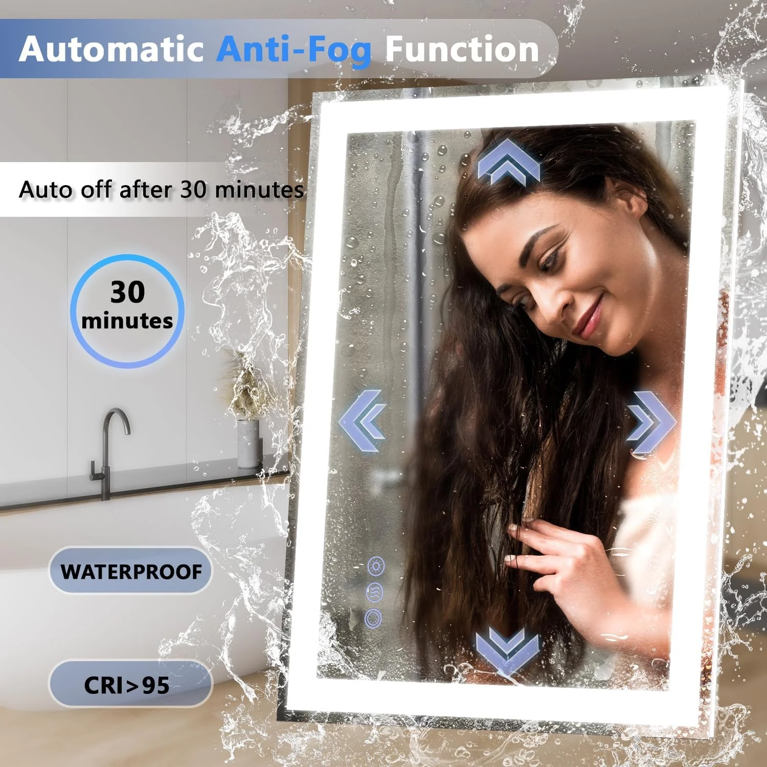 آینه ال ای دی Callsky با ابعاد 60x80 سانتی متر برای حمام، آینه روشویی دیواری ال ای دی با نور پس زمینه و جلو، کنترل جداگانه، نوردهی پیوسته، ضد بخار، شیشه حرارت دیده، دارای حافظه (UL ETL) آینه ال ای دی Callsky با ابعاد 60x80 سانتی متر برای حمام، آینه روشویی دیواری ال ای دی با نور پس زمینه و جلو، کنترل جداگانه، نوردهی پیوسته، ضد بخار، شیشه حرارت دیده، دارای حافظه (UL ETL)