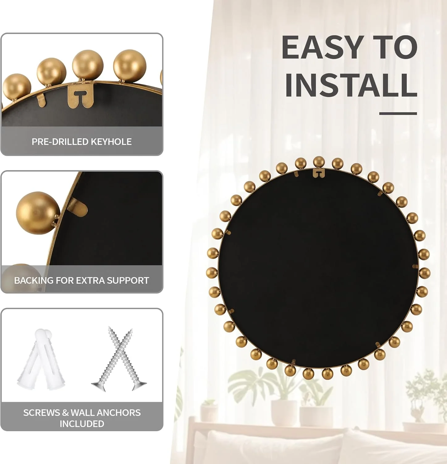 آینه های گرد CAVINHOME برای حمام با شیشه تراش خورده و قاب توپی - آینه مهره ای طلایی، آینه تزئینی عتیقه طلایی RD30، آینه گرد بزرگ طلایی عتیقه برای اتاق خواب، اتاق نشیمن، راهرو آینه های گرد CAVINHOME برای حمام با شیشه تراش خورده و قاب توپی - آینه مهره ای طلایی، آینه تزئینی عتیقه طلایی RD30، آینه گرد بزرگ طلایی عتیقه برای اتاق خواب، اتاق نشیمن، راهرو