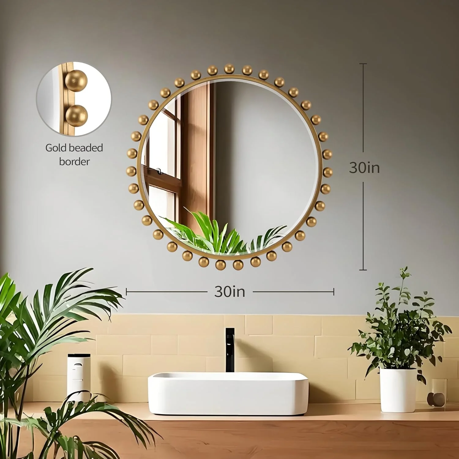 آینه های گرد CAVINHOME برای حمام با شیشه تراش خورده و قاب توپی - آینه مهره ای طلایی، آینه تزئینی عتیقه طلایی RD30، آینه گرد بزرگ طلایی عتیقه برای اتاق خواب، اتاق نشیمن، راهرو آینه های گرد CAVINHOME برای حمام با شیشه تراش خورده و قاب توپی - آینه مهره ای طلایی، آینه تزئینی عتیقه طلایی RD30، آینه گرد بزرگ طلایی عتیقه برای اتاق خواب، اتاق نشیمن، راهرو