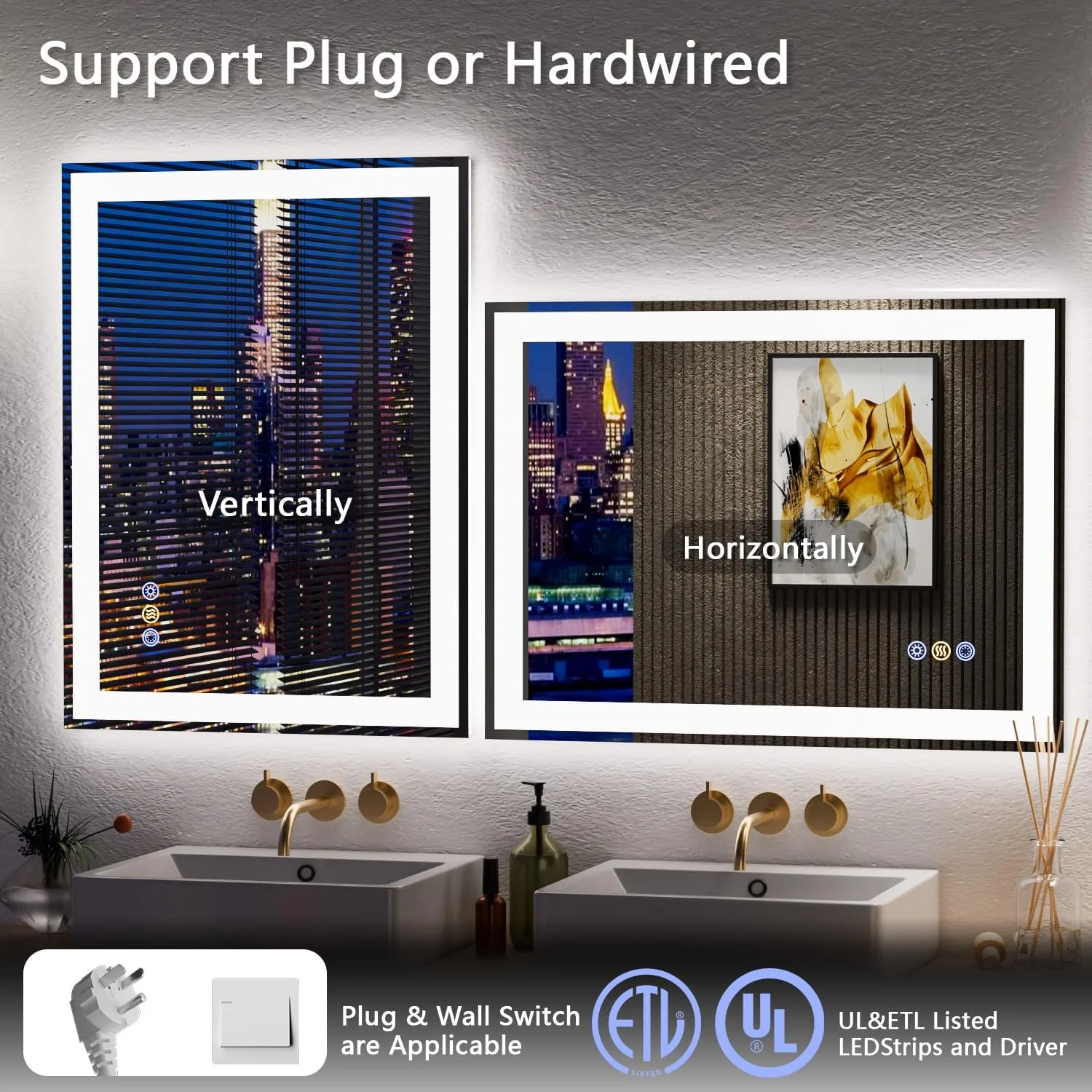 آینه ال ای دی Callsky با ابعاد 60x80 سانتی متر برای حمام، آینه روشویی دیواری ال ای دی با نور پس زمینه و جلو، کنترل جداگانه، نوردهی پیوسته، ضد بخار، شیشه حرارت دیده، دارای حافظه (UL ETL) آینه ال ای دی Callsky با ابعاد 60x80 سانتی متر برای حمام، آینه روشویی دیواری ال ای دی با نور پس زمینه و جلو، کنترل جداگانه، نوردهی پیوسته، ضد بخار، شیشه حرارت دیده، دارای حافظه (UL ETL)