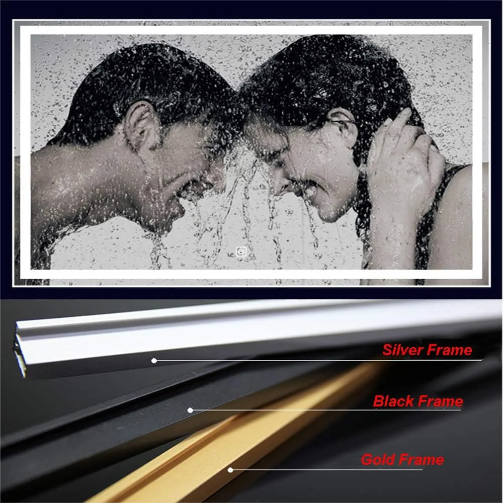 آینه روشویی بزرگ GLEOOJC، آینه حمام با نور LED، دکمه لمسی، ضد بخار هوشمند، قاب آلومینیومی، قاب مشکی - 70x90 سانتی متر آینه روشویی بزرگ GLEOOJC، آینه حمام با نور LED، دکمه لمسی، ضد بخار هوشمند، قاب آلومینیومی، قاب مشکی - 70x90 سانتی متر