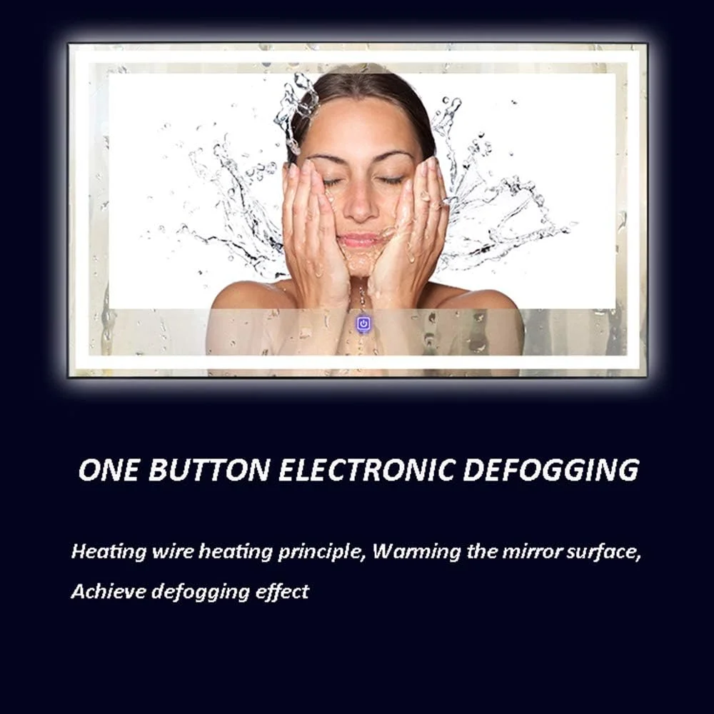آینه روشویی بزرگ GLEOOJC، آینه حمام با نور LED، دکمه لمسی، ضد بخار هوشمند، قاب آلومینیومی، قاب مشکی - 70x90 سانتی متر آینه روشویی بزرگ GLEOOJC، آینه حمام با نور LED، دکمه لمسی، ضد بخار هوشمند، قاب آلومینیومی، قاب مشکی - 70x90 سانتی متر
