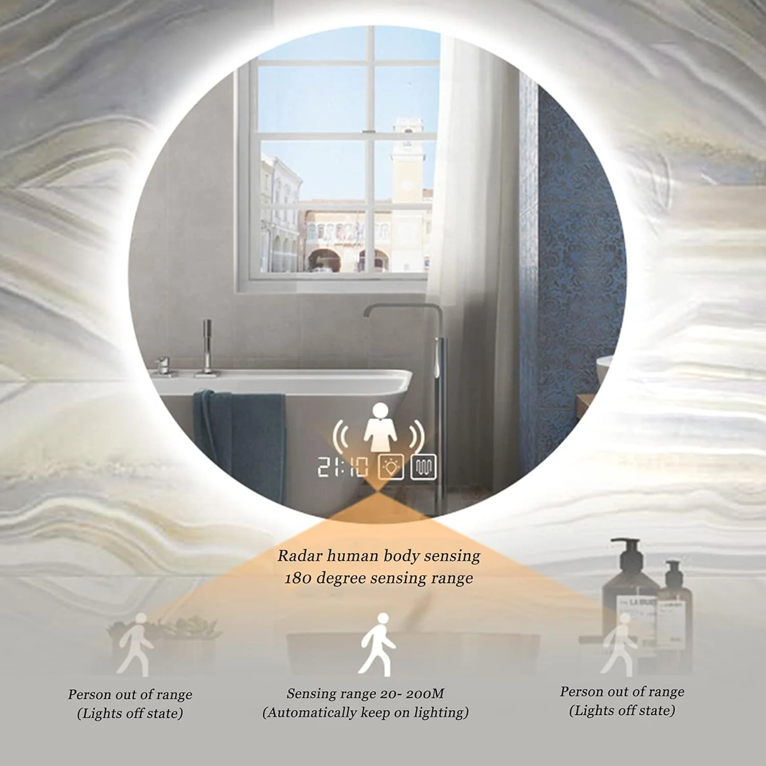 آینه حمام LED GLEOOJC با کلید حسگر نور، دیمستر کلید لمسی نور LED، آینه بزرگ روشویی با دکمه لمسی، 3 رنگ LED قابل تنظیم، روشویی بدون قاب ضد مه، M,B-70cm/27.5in آینه حمام LED GLEOOJC با کلید حسگر نور، دیمستر کلید لمسی نور LED، آینه بزرگ روشویی با دکمه لمسی، 3 رنگ LED قابل تنظیم، روشویی بدون قاب ضد مه، M,B-70cm/27.5in