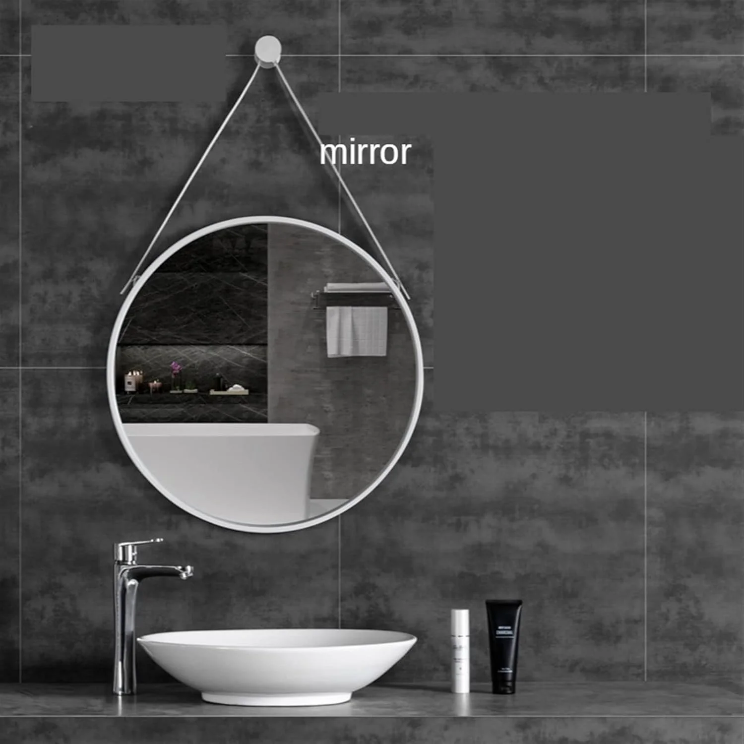 آینه آرایشی دیواری HHMMEDE، آینه تزئینی دیواری، آینه حمام، آینه آرایش حمام، آینه گرد بزرگ