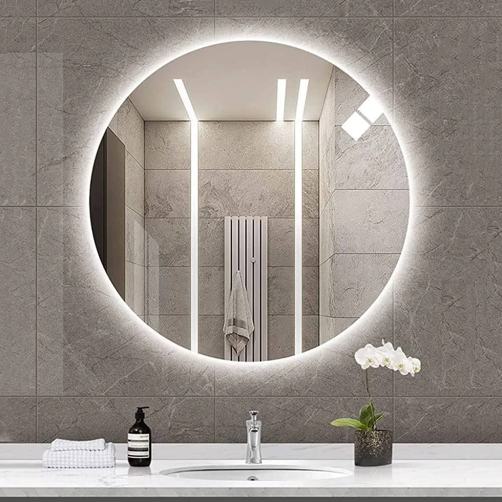 آینه حمام LED نورانی، آینه روشویی دیواری LED، ضد آب، بدون قاب، آینه با نور پس زمینه (رنگ: آینه روشویی نور سفید، اندازه: 50x50 سانتی متر) آینه حمام LED نورانی، آینه روشویی دیواری LED، ضد آب، بدون قاب، آینه با نور پس زمینه (رنگ: آینه روشویی نور سفید، اندازه: 50x50 سانتی متر)