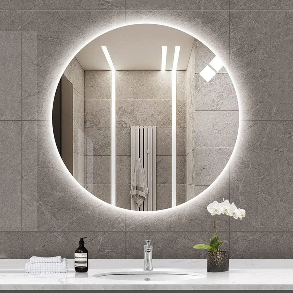 آینه حمام LED نورانی، آینه روشویی دیواری LED، ضد آب، بدون قاب، آینه با نور پس زمینه (رنگ: آینه روشویی نور سفید، اندازه: 50x50 سانتی متر) آینه حمام LED نورانی، آینه روشویی دیواری LED، ضد آب، بدون قاب، آینه با نور پس زمینه (رنگ: آینه روشویی نور سفید، اندازه: 50x50 سانتی متر)