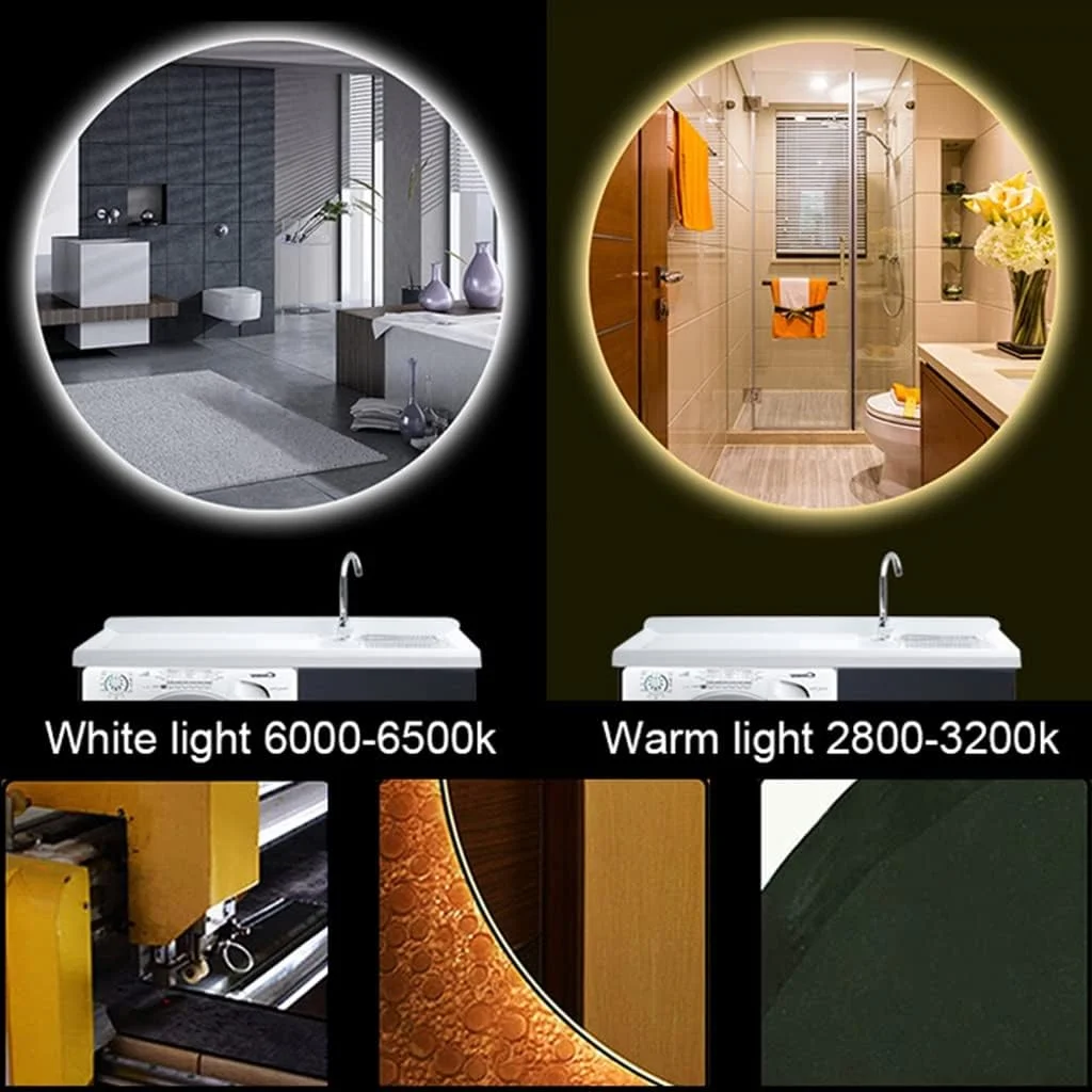 آینه حمام LED نورانی، آینه روشویی دیواری LED، ضد آب، بدون قاب، آینه با نور پس زمینه (رنگ: آینه روشویی نور سفید، اندازه: 50x50 سانتی متر) آینه حمام LED نورانی، آینه روشویی دیواری LED، ضد آب، بدون قاب، آینه با نور پس زمینه (رنگ: آینه روشویی نور سفید، اندازه: 50x50 سانتی متر)