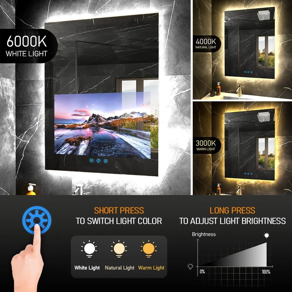 آینه هوشمند حمام Leotachi با ابعاد 84x58 سانتیمتر، دارای صفحه نمایش لمسی 21.5 اینچی، نورپردازی قابل تنظیم با 3 حالت رنگ، ضد بخار، بلوتوث، قابلیت پخش و نمایش پیشبینی آب و هوا آینه هوشمند حمام Leotachi با ابعاد 84x58 سانتیمتر، دارای صفحه نمایش لمسی 21.5 اینچی، نورپردازی قابل تنظیم با 3 حالت رنگ، ضد بخار، بلوتوث، قابلیت پخش و نمایش پیشبینی آب و هوا