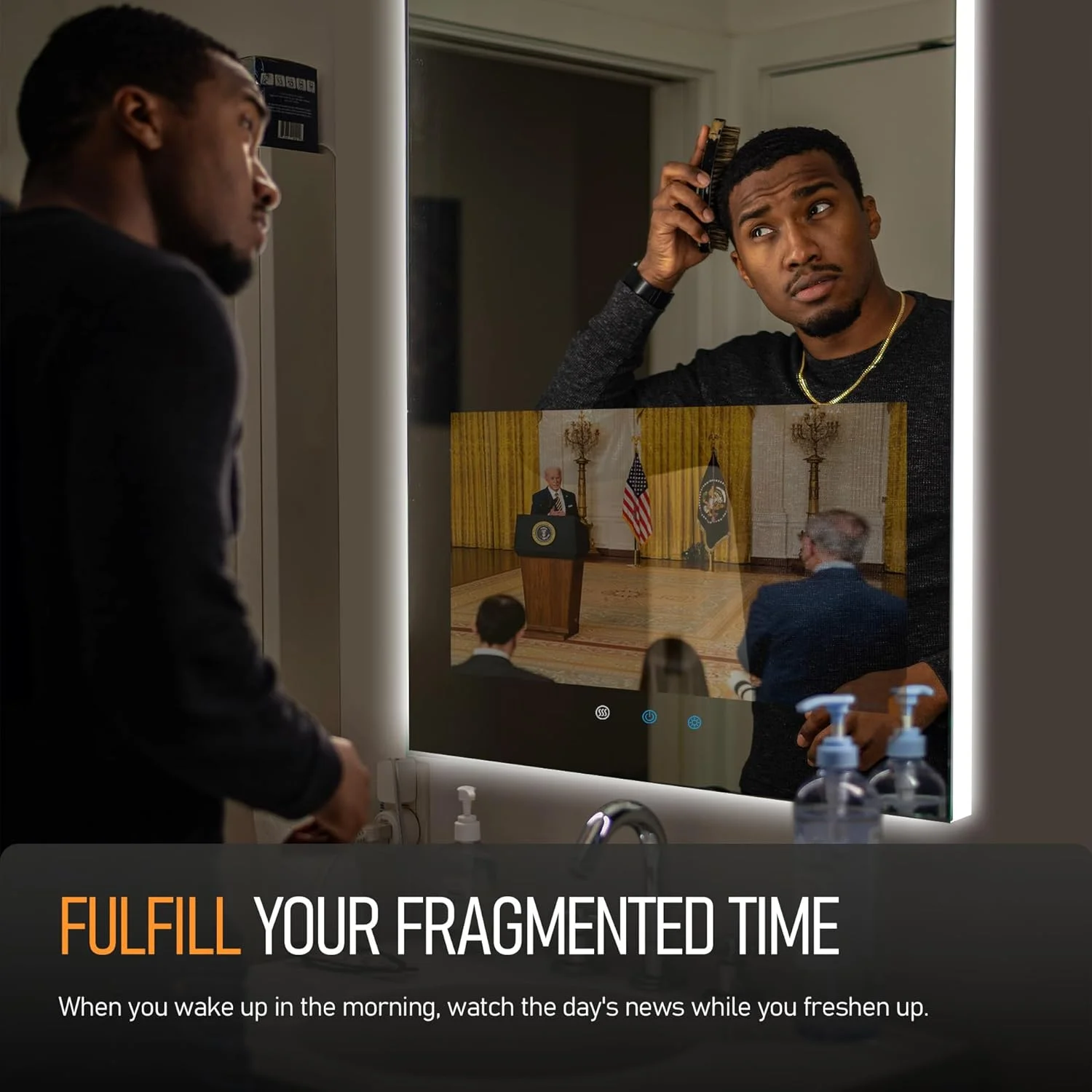 آینه هوشمند حمام Leotachi با ابعاد 84x58 سانتیمتر، دارای صفحه نمایش لمسی 21.5 اینچی، نورپردازی قابل تنظیم با 3 حالت رنگ، ضد بخار، بلوتوث، قابلیت پخش و نمایش پیشبینی آب و هوا آینه هوشمند حمام Leotachi با ابعاد 84x58 سانتیمتر، دارای صفحه نمایش لمسی 21.5 اینچی، نورپردازی قابل تنظیم با 3 حالت رنگ، ضد بخار، بلوتوث، قابلیت پخش و نمایش پیشبینی آب و هوا