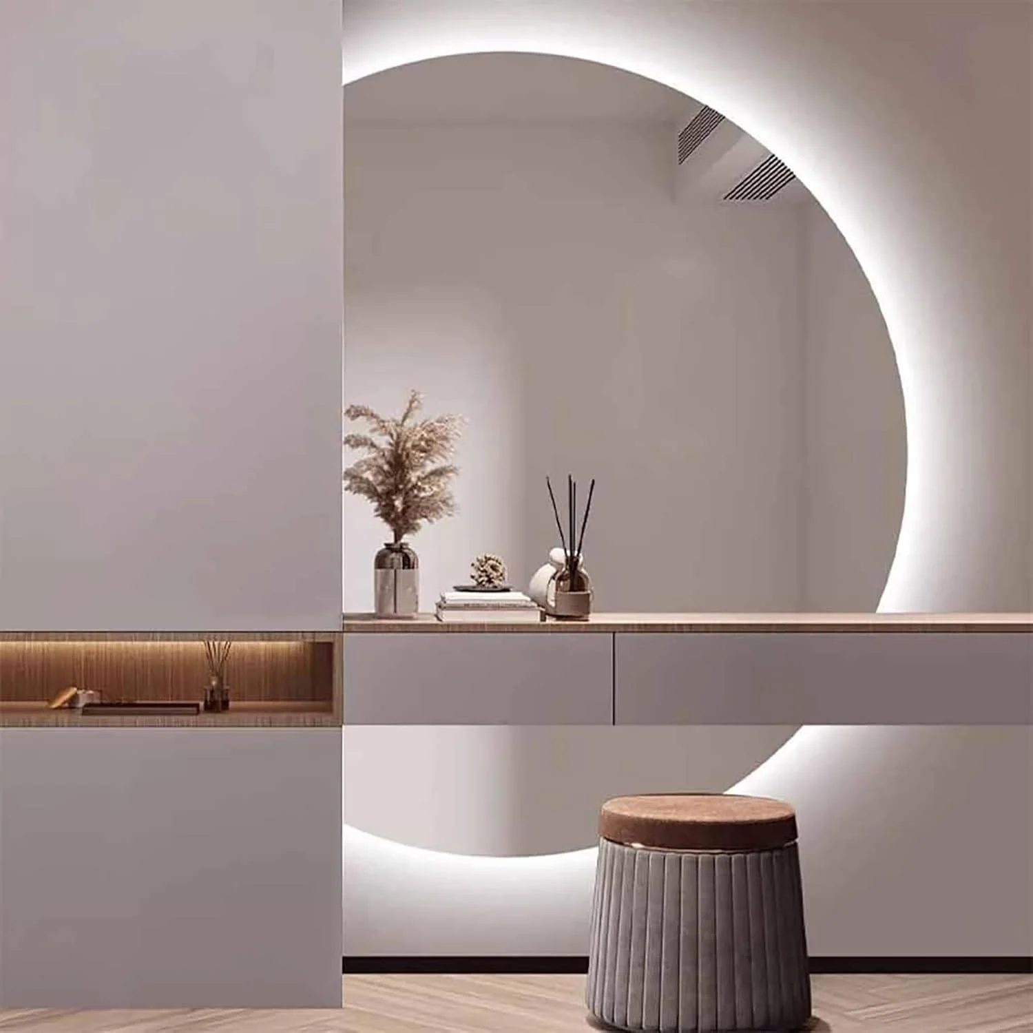 آینه هوشمند LED حمام - آینه آرایشی نیمه ماه با نور پس زمینه با کنترل لمسی ضد مه، آینه تمام قد با قابلیت تنظیم نور برای اتاق نشیمن (برش سمت چپ 60x90 سانتی متر) آینه هوشمند LED حمام - آینه آرایشی نیمه ماه با نور پس زمینه با کنترل لمسی ضد مه، آینه تمام قد با قابلیت تنظیم نور برای اتاق نشیمن (برش سمت چپ 60x90 سانتی متر)