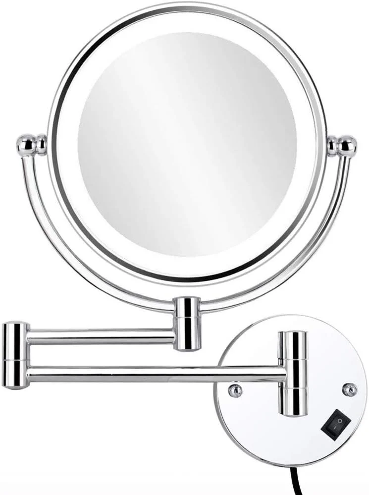 آینه آرایشی دیواری چراغ دار، آینه آرایشی LED تاشو با چرخش 360 درجه، آینه زیبایی دو طرفه و قابل افزایش طول، نیکل برس خورده آینه آرایشی دیواری چراغ دار، آینه آرایشی LED تاشو با چرخش 360 درجه، آینه زیبایی دو طرفه و قابل افزایش طول، نیکل برس خورده