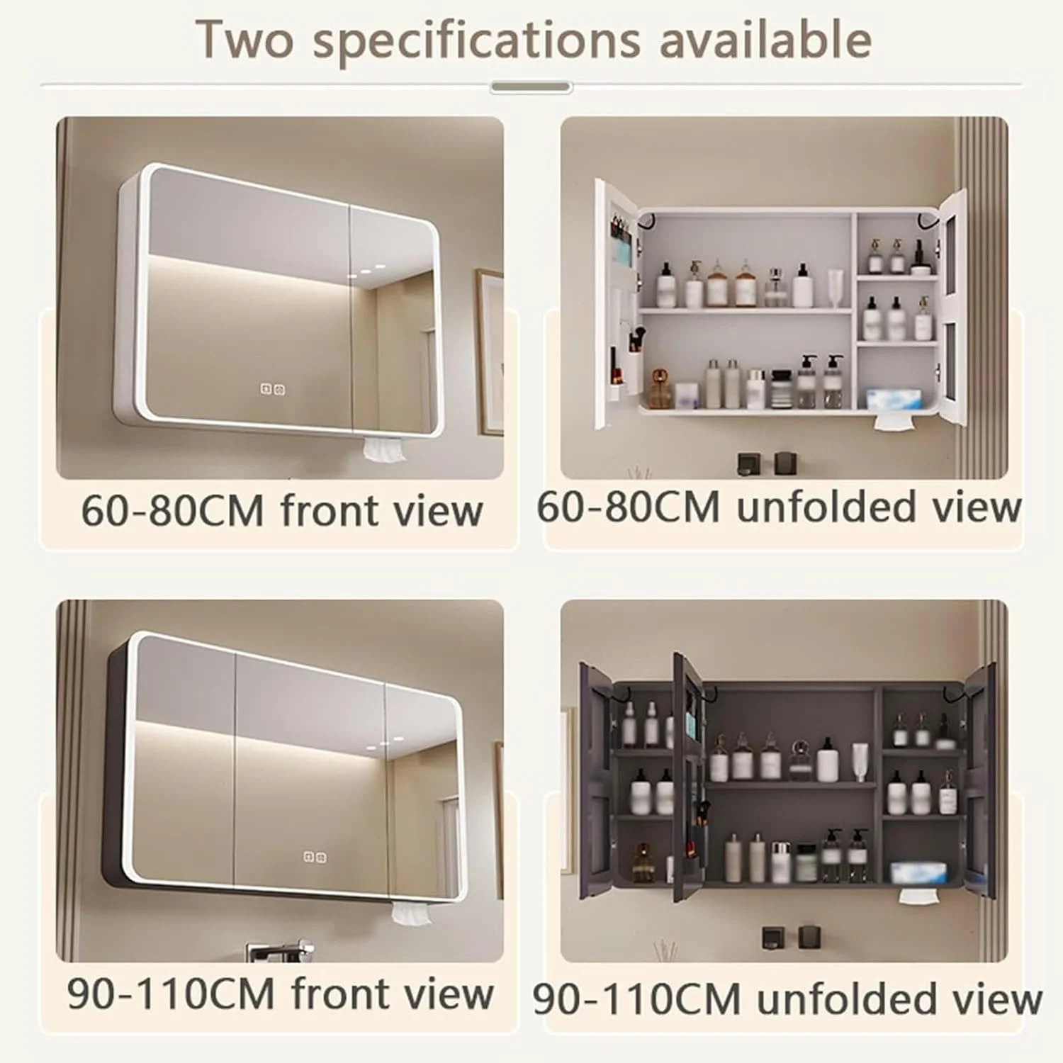 آینه روشویی هوشمند، آینه حمام با نور LED، ضد بخار، روشنایی قابل تنظیم، نورهای قابل تنظیم، شیشه ایمنی، آینه آرایش دیواری، خاکستری، سفید (سفید، W70cm*H70cm)-1 آینه روشویی هوشمند، آینه حمام با نور LED، ضد بخار، روشنایی قابل تنظیم، نورهای قابل تنظیم، شیشه ایمنی، آینه آرایش دیواری، خاکستری، سفید (سفید، W70cm*H70cm)-1