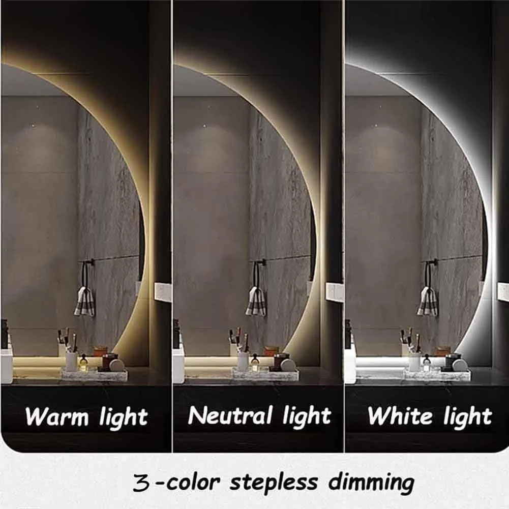 آینه هوشمند LED حمام - آینه آرایشی نیمه ماه با نور پس زمینه با کنترل لمسی ضد مه، آینه تمام قد با قابلیت تنظیم نور برای اتاق نشیمن (برش سمت چپ 60x90 سانتی متر) آینه هوشمند LED حمام - آینه آرایشی نیمه ماه با نور پس زمینه با کنترل لمسی ضد مه، آینه تمام قد با قابلیت تنظیم نور برای اتاق نشیمن (برش سمت چپ 60x90 سانتی متر)