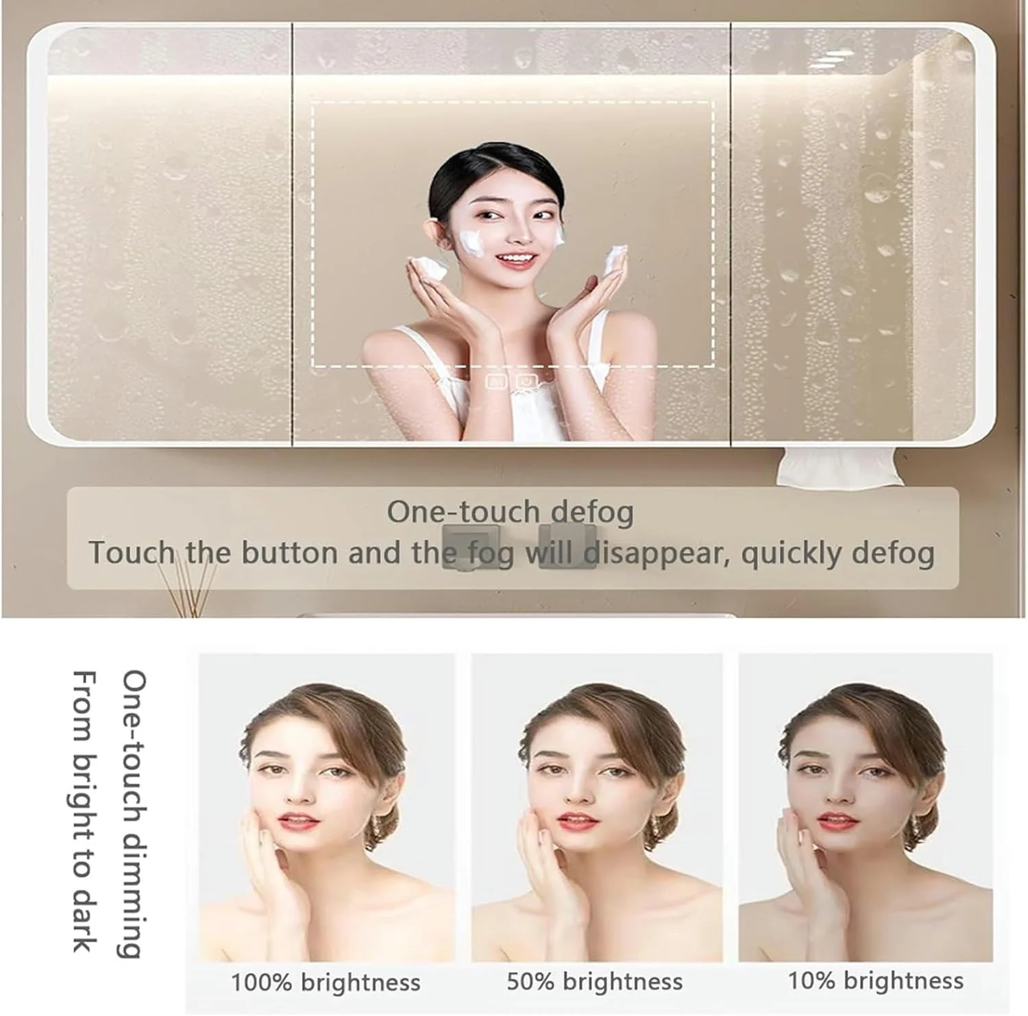 آینه روشویی هوشمند، آینه حمام با نور LED، ضد بخار، روشنایی قابل تنظیم، نورهای قابل تنظیم، شیشه ایمنی، آینه آرایش دیواری، خاکستری، سفید (سفید، W70cm*H70cm)-1 آینه روشویی هوشمند، آینه حمام با نور LED، ضد بخار، روشنایی قابل تنظیم، نورهای قابل تنظیم، شیشه ایمنی، آینه آرایش دیواری، خاکستری، سفید (سفید، W70cm*H70cm)-1