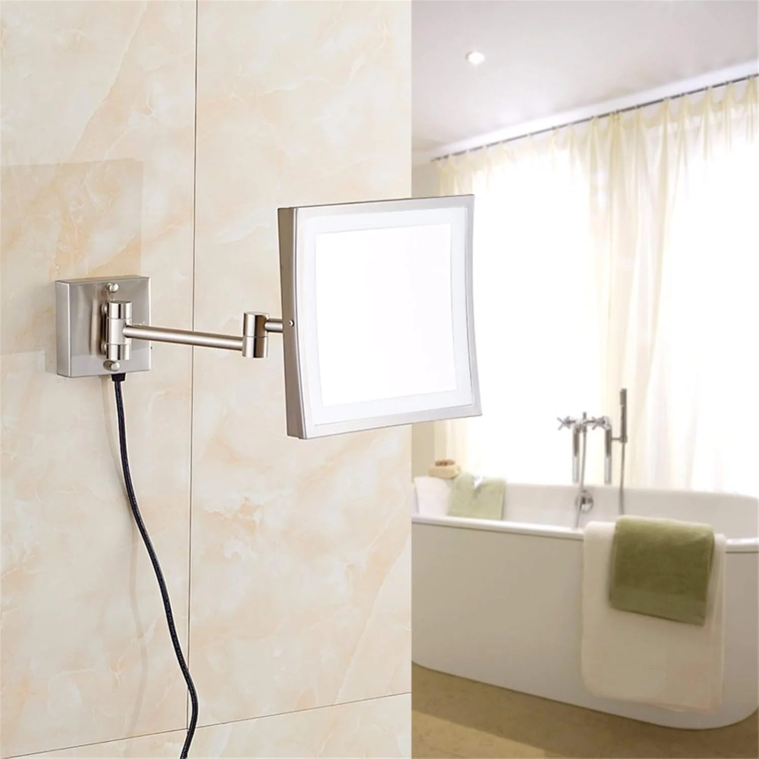 آینه آرایشی LED، آینه آرایشی بزرگنمایی برنجی 8 اینچی، آینه اصلاح دیواری حمام، آینه چرخان 360 درجه و قابل افزایش با دوشاخه، کروم، 3X LEOWE آینه آرایشی LED، آینه آرایشی بزرگنمایی برنجی 8 اینچی، آینه اصلاح دیواری حمام، آینه چرخان 360 درجه و قابل افزایش با دوشاخه، کروم، 3X LEOWE