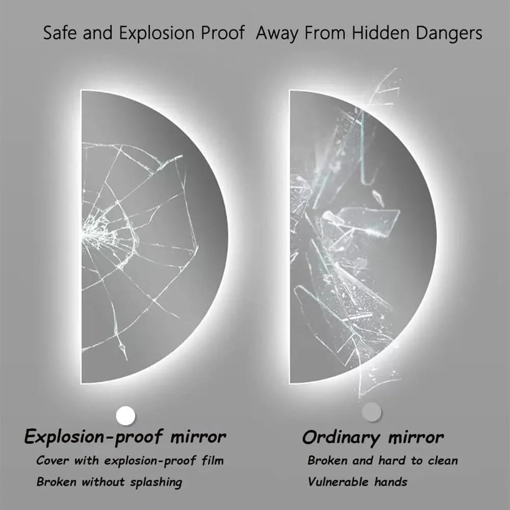 آینه هوشمند LED حمام - آینه آرایشی نیمه ماه با نور پس زمینه با کنترل لمسی ضد مه، آینه تمام قد با قابلیت تنظیم نور برای اتاق نشیمن (برش سمت چپ 60x90 سانتی متر) آینه هوشمند LED حمام - آینه آرایشی نیمه ماه با نور پس زمینه با کنترل لمسی ضد مه، آینه تمام قد با قابلیت تنظیم نور برای اتاق نشیمن (برش سمت چپ 60x90 سانتی متر)