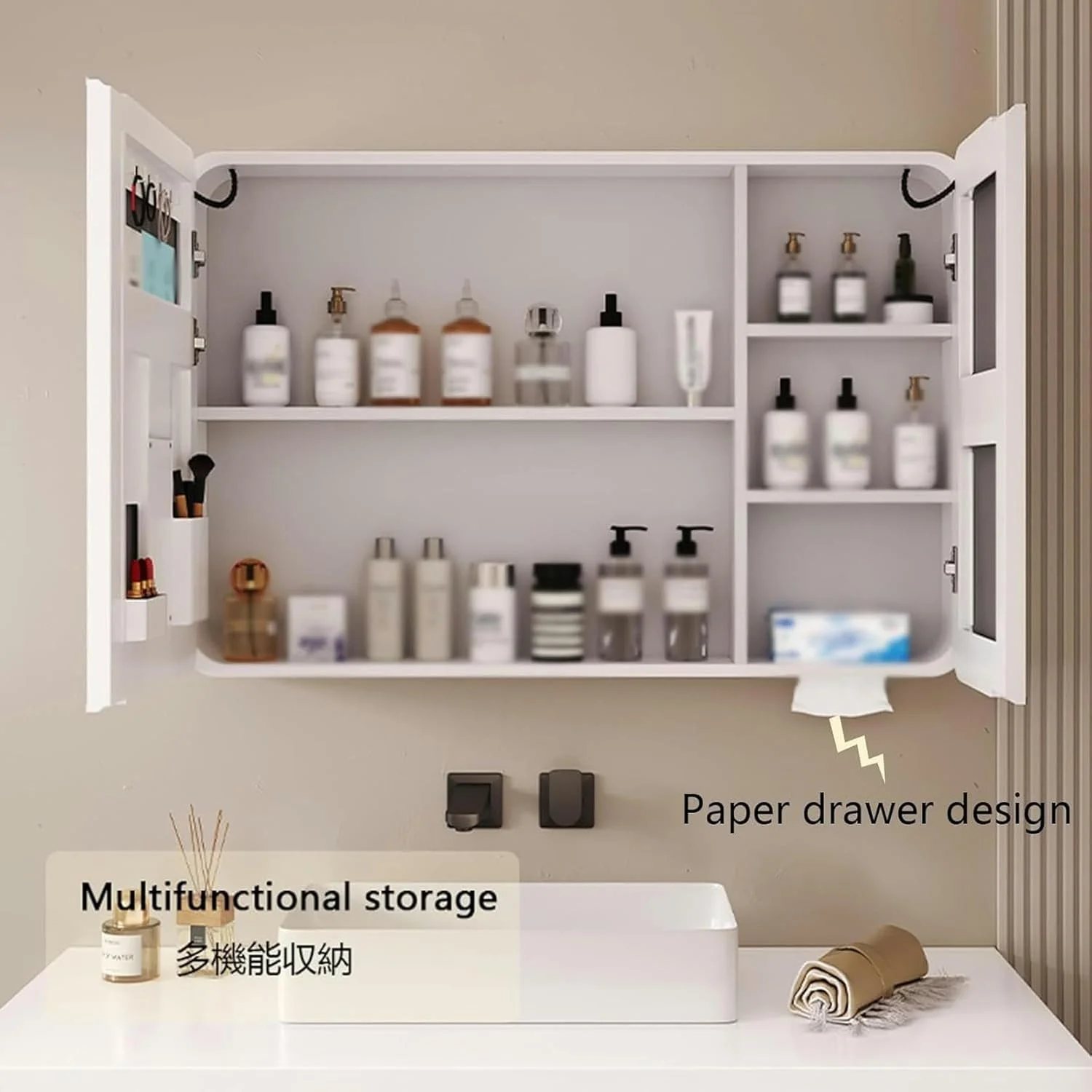 آینه روشویی هوشمند، آینه حمام با نور LED، ضد بخار، روشنایی قابل تنظیم، نورهای قابل تنظیم، شیشه ایمنی، آینه آرایش دیواری، خاکستری، سفید (سفید، W70cm*H70cm)-1 آینه روشویی هوشمند، آینه حمام با نور LED، ضد بخار، روشنایی قابل تنظیم، نورهای قابل تنظیم، شیشه ایمنی، آینه آرایش دیواری، خاکستری، سفید (سفید، W70cm*H70cm)-1