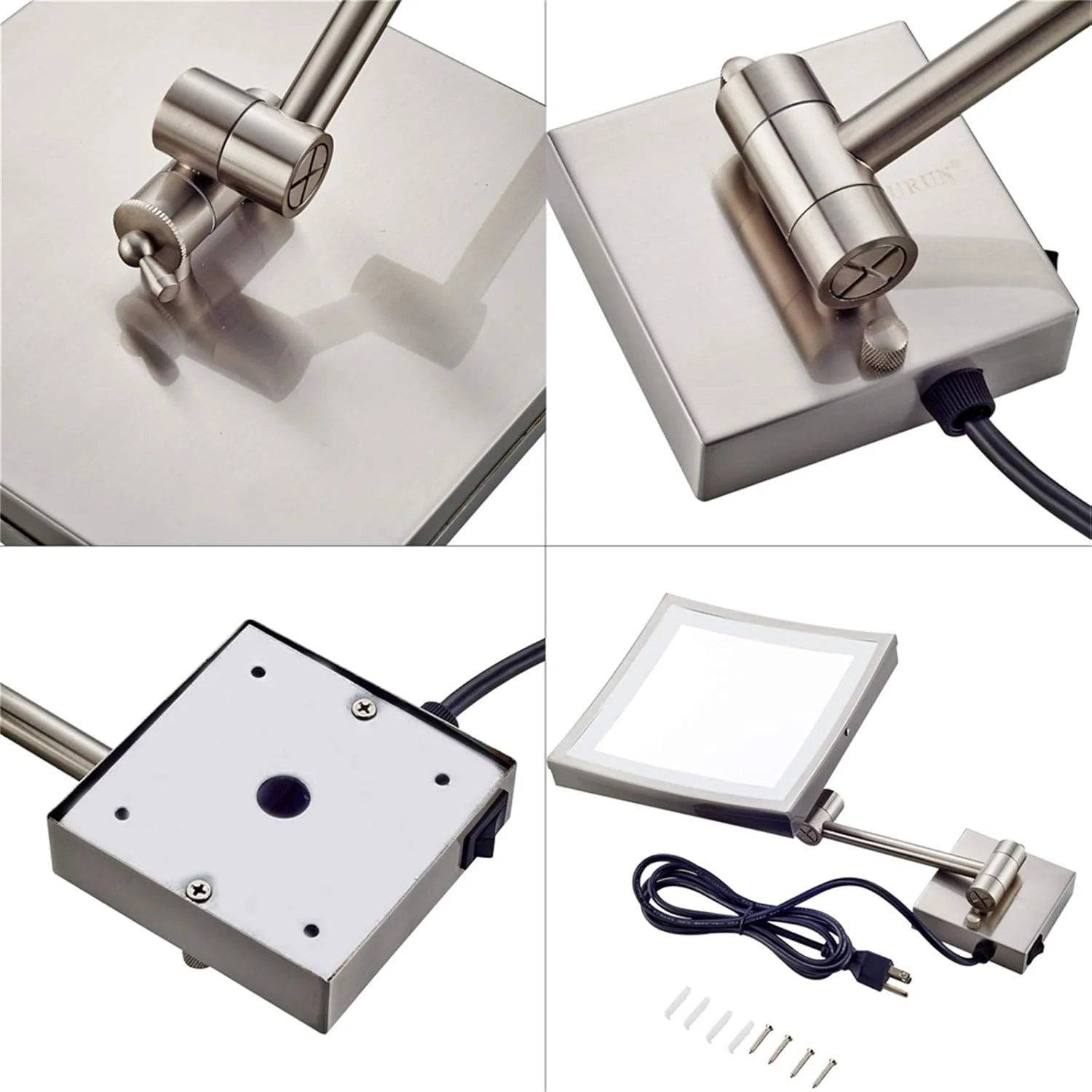 آینه آرایشی LED، آینه آرایشی بزرگنمایی برنجی 8 اینچی، آینه اصلاح دیواری حمام، آینه چرخان 360 درجه و قابل افزایش با دوشاخه، کروم، 3X LEOWE آینه آرایشی LED، آینه آرایشی بزرگنمایی برنجی 8 اینچی، آینه اصلاح دیواری حمام، آینه چرخان 360 درجه و قابل افزایش با دوشاخه، کروم، 3X LEOWE