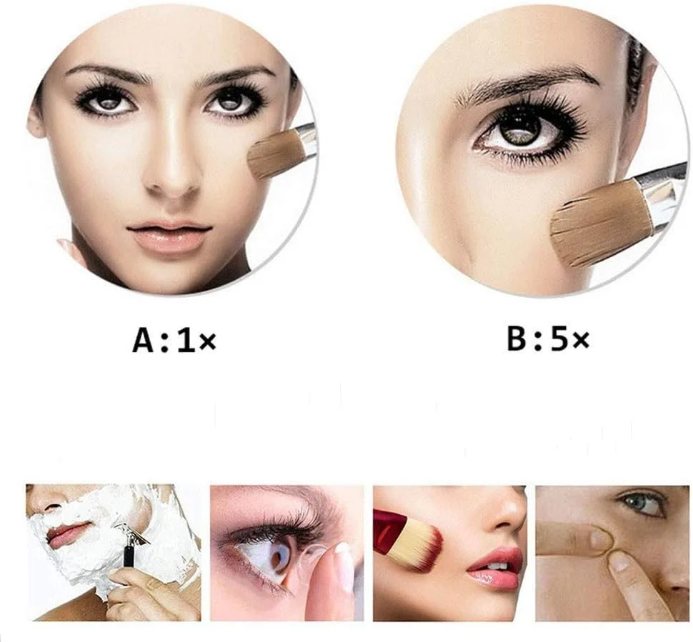 آینه آرایشی بهداشتی حسگر دار دیواری، آینه اصلاح لوکس حمام با نور LED برای روشویی هتل با قابلیت تنظیم و بزرگنمایی 5 برابر 8 اینچی