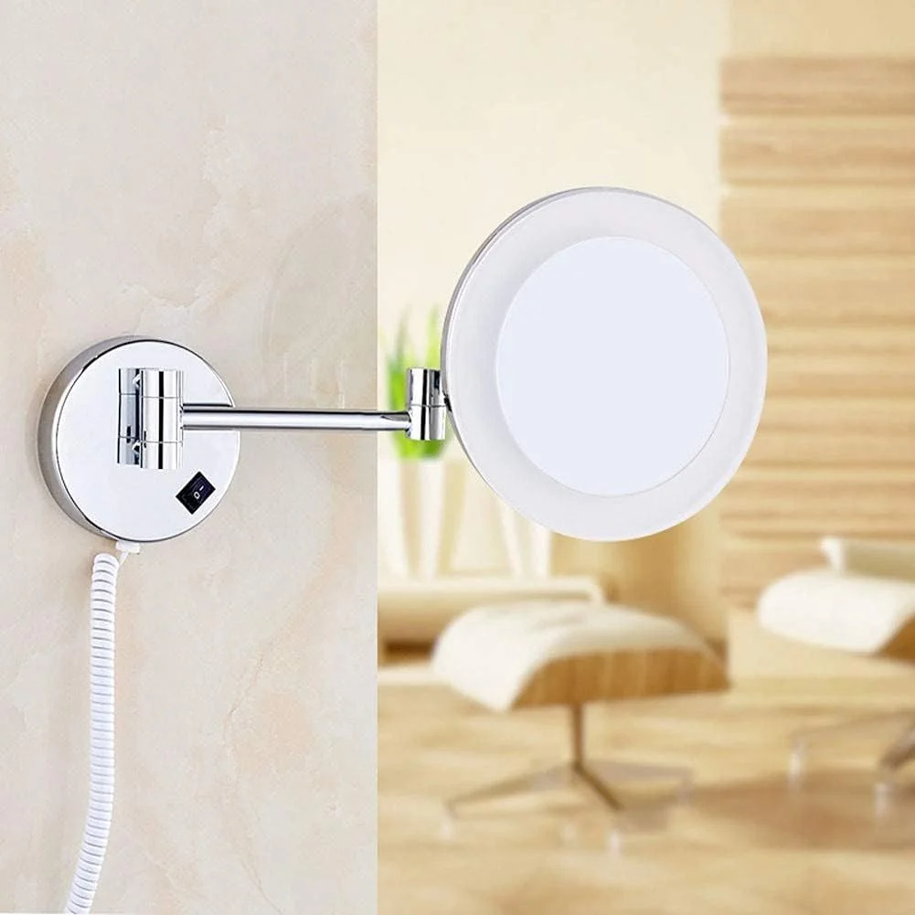 آینه آرایشی دیواری 8 اینچی، آینه اصلاح صورت، آینه حمام لوکس با نور LED، با قابلیت تنظیم و بزرگنمایی 10 برابر آینه آرایشی دیواری 8 اینچی، آینه اصلاح صورت، آینه حمام لوکس با نور LED، با قابلیت تنظیم و بزرگنمایی 10 برابر