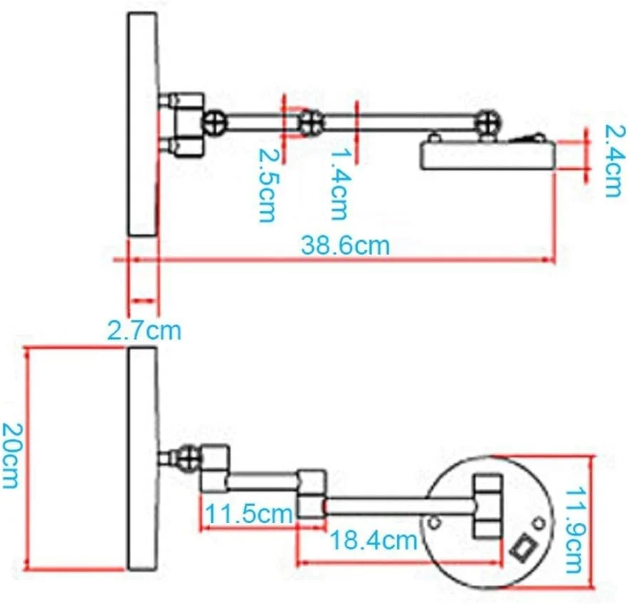 آینه آرایشی دیواری 8 اینچی، آینه اصلاح صورت، آینه حمام لوکس با نور LED، با قابلیت تنظیم و بزرگنمایی 10 برابر آینه آرایشی دیواری 8 اینچی، آینه اصلاح صورت، آینه حمام لوکس با نور LED، با قابلیت تنظیم و بزرگنمایی 10 برابر