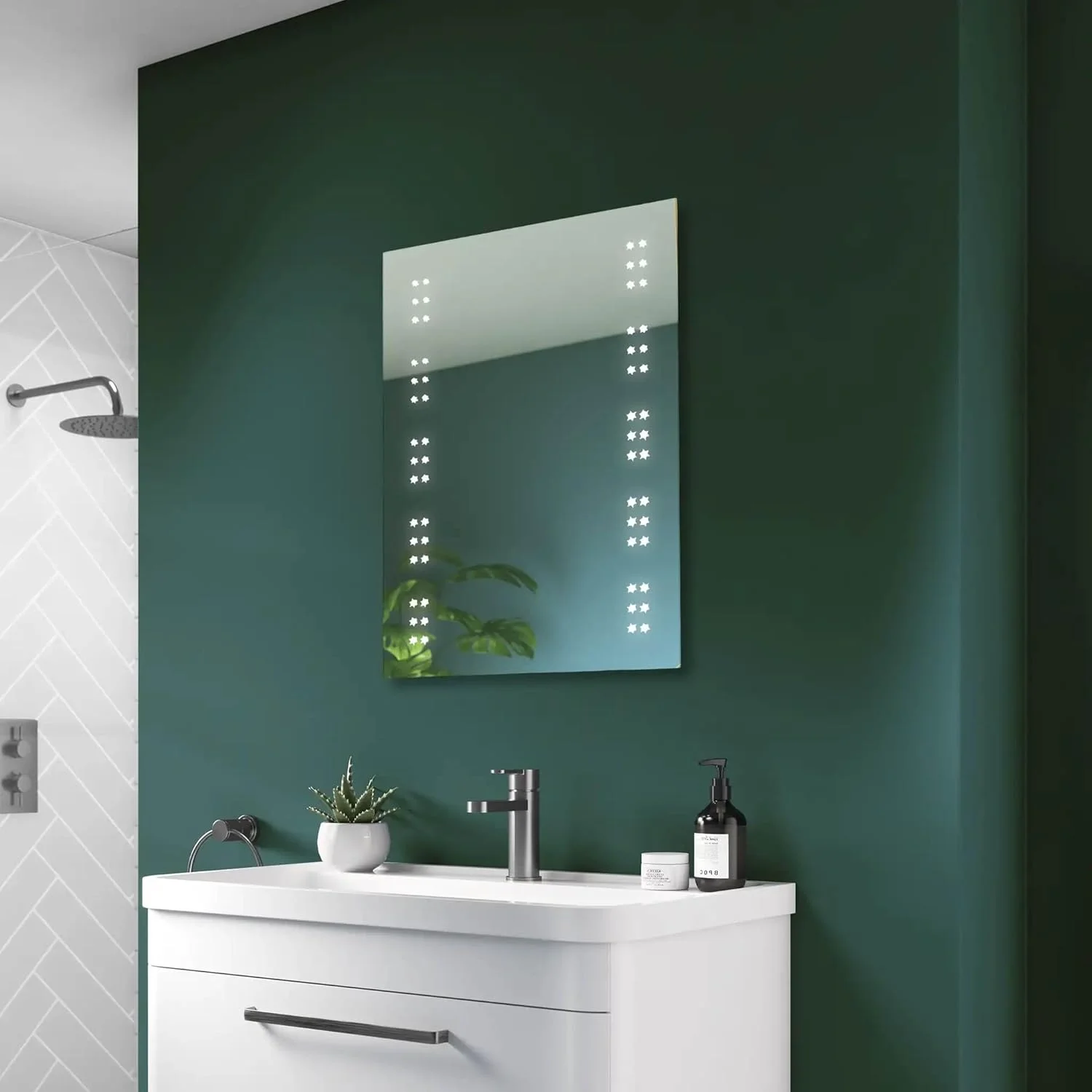 Pebble Grey Leto Illuminated LED Bathroom Mirror Battery Powered | 500 x 700 | IP44 Rated | 10 Year Guarantee