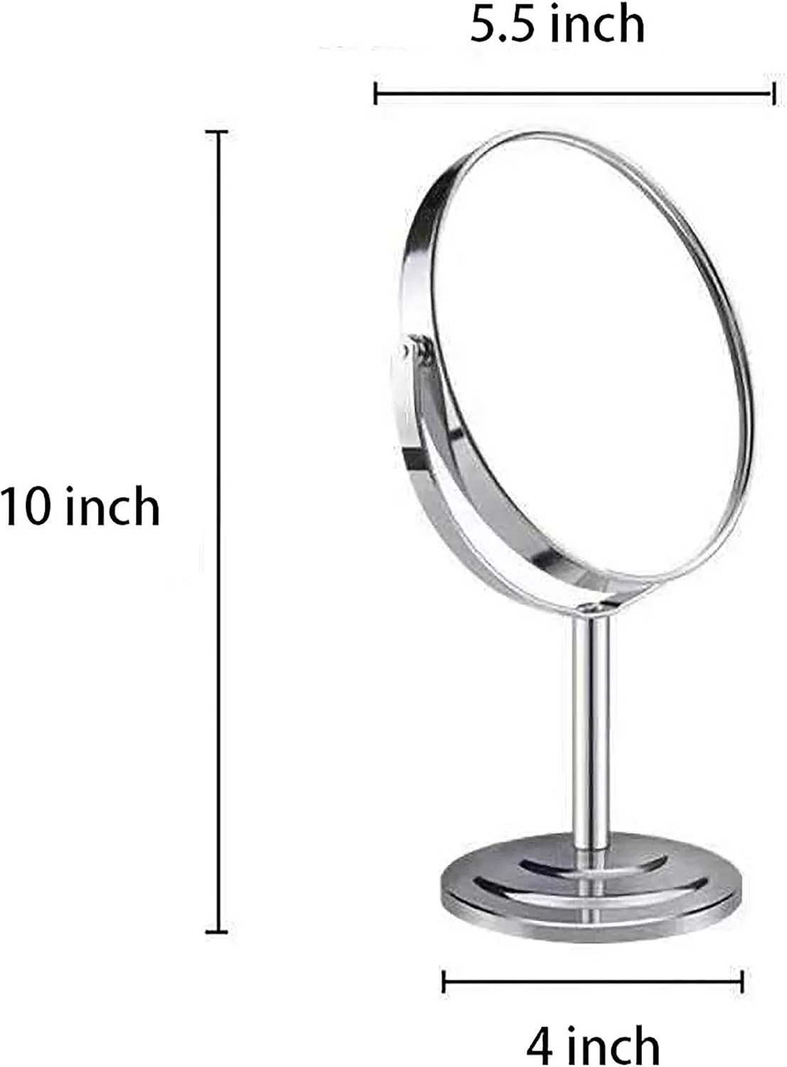 آینه آرایشی رومیزی PINKZIO، دو طرفه بزرگنمایی 1X و 3X با چرخش 360 درجه برای حمام یا اتاق خواب، روکش کروم، نقره ای آینه آرایشی رومیزی PINKZIO، دو طرفه بزرگنمایی 1X و 3X با چرخش 360 درجه برای حمام یا اتاق خواب، روکش کروم، نقره ای