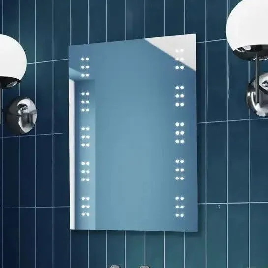 Pebble Grey Leto Illuminated LED Bathroom Mirror Battery Powered | 500 x 700 | IP44 Rated | 10 Year Guarantee