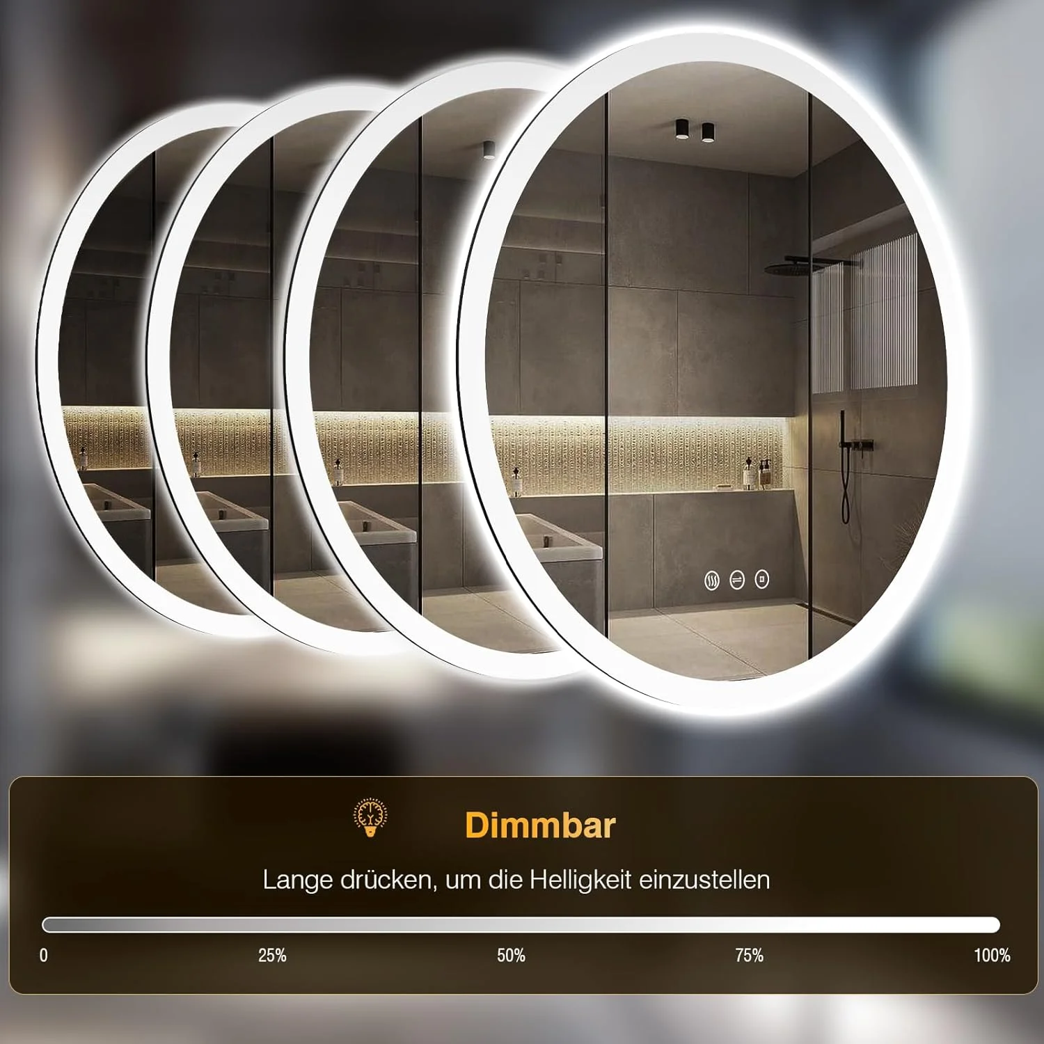 آینه حمام نورپردازی شده PESENSAN، گرد، 60 سانتی متر، آینه حمام با 3 رنگ نور، دیمر دار، ضد بخار، آینه حمام LED با لمس، عملکرد حافظه، آینه حمام، آینه دیواری، گرد آینه حمام نورپردازی شده PESENSAN، گرد، 60 سانتی متر، آینه حمام با 3 رنگ نور، دیمر دار، ضد بخار، آینه حمام LED با لمس، عملکرد حافظه، آینه حمام، آینه دیواری، گرد