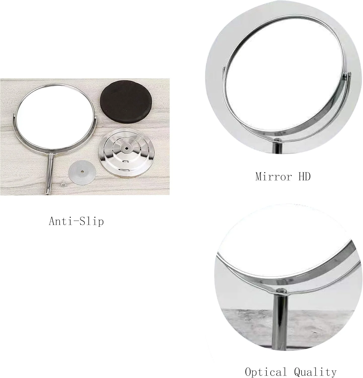 آینه آرایشی رومیزی PINKZIO، دو طرفه بزرگنمایی 1X و 3X با چرخش 360 درجه برای حمام یا اتاق خواب، روکش کروم، نقره ای آینه آرایشی رومیزی PINKZIO، دو طرفه بزرگنمایی 1X و 3X با چرخش 360 درجه برای حمام یا اتاق خواب، روکش کروم، نقره ای