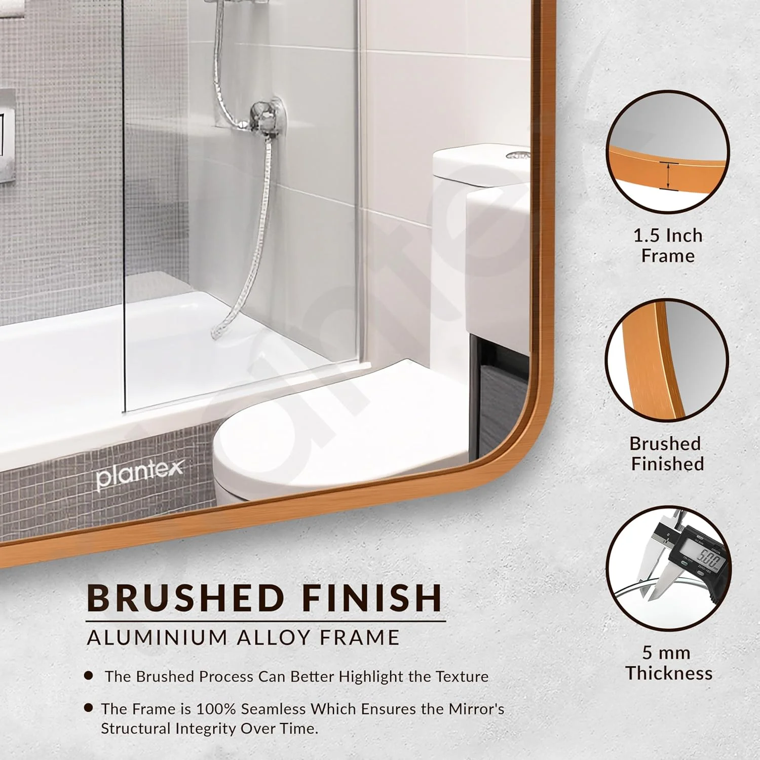 آینه قاب دار آلومینیومی مدرن Plantex با روکش برس خورده برای دیوار/آینه حمام/آینه روشویی/آینه دیواری برای اتاق خواب/اتاق پرو/اتاق نشیمن/شکل مستطیل (45x60 سانتی متر | طلایی) آینه قاب دار آلومینیومی مدرن Plantex با روکش برس خورده برای دیوار/آینه حمام/آینه روشویی/آینه دیواری برای اتاق خواب/اتاق پرو/اتاق نشیمن/شکل مستطیل (45x60 سانتی متر | طلایی)